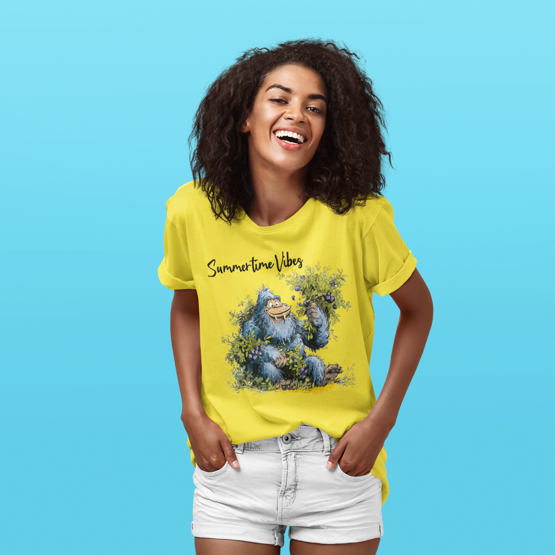 Summertime Vibes Bigfoot Blueberries T-Shirt Hoodie, Sweatshirt | PodTeesHub.com