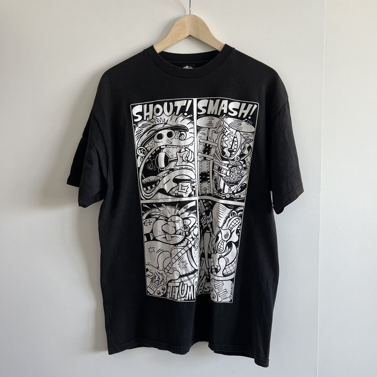 Vintage Stussy Peter Bagge Collab Cartoon Tee Size Large Hoodie, Sweatshirt | PodTeesHub.com