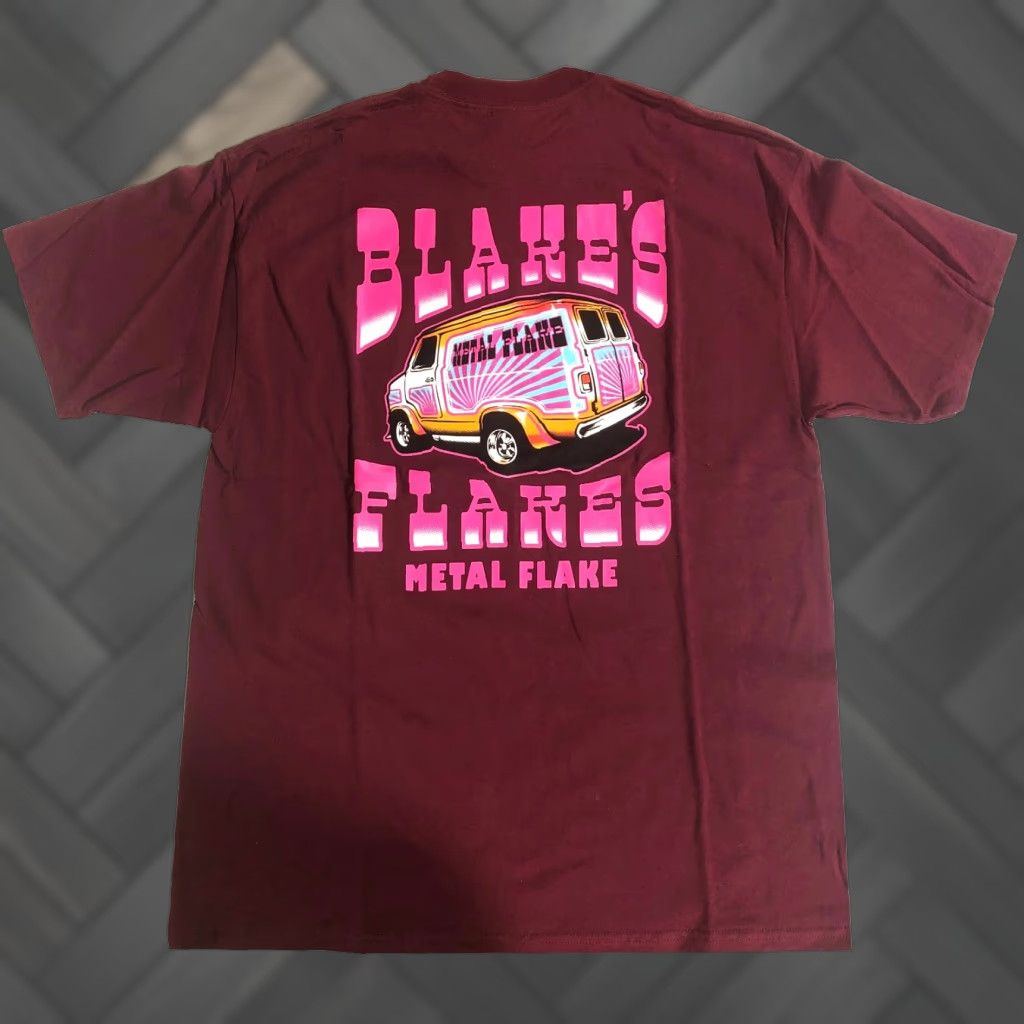 Vintage Blake S Flakes Metal Flake Dark Red Maroon Large Red 100 Cotton Back Fron T-Shirts, Hoodie, Sweatshirt