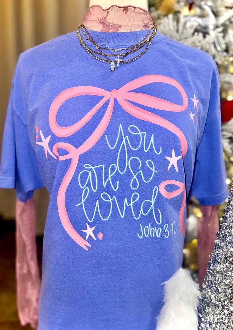 So Loved Coquette Bow Graphic Tee Hoodie, Sweatshirt | PodTeesHub.com