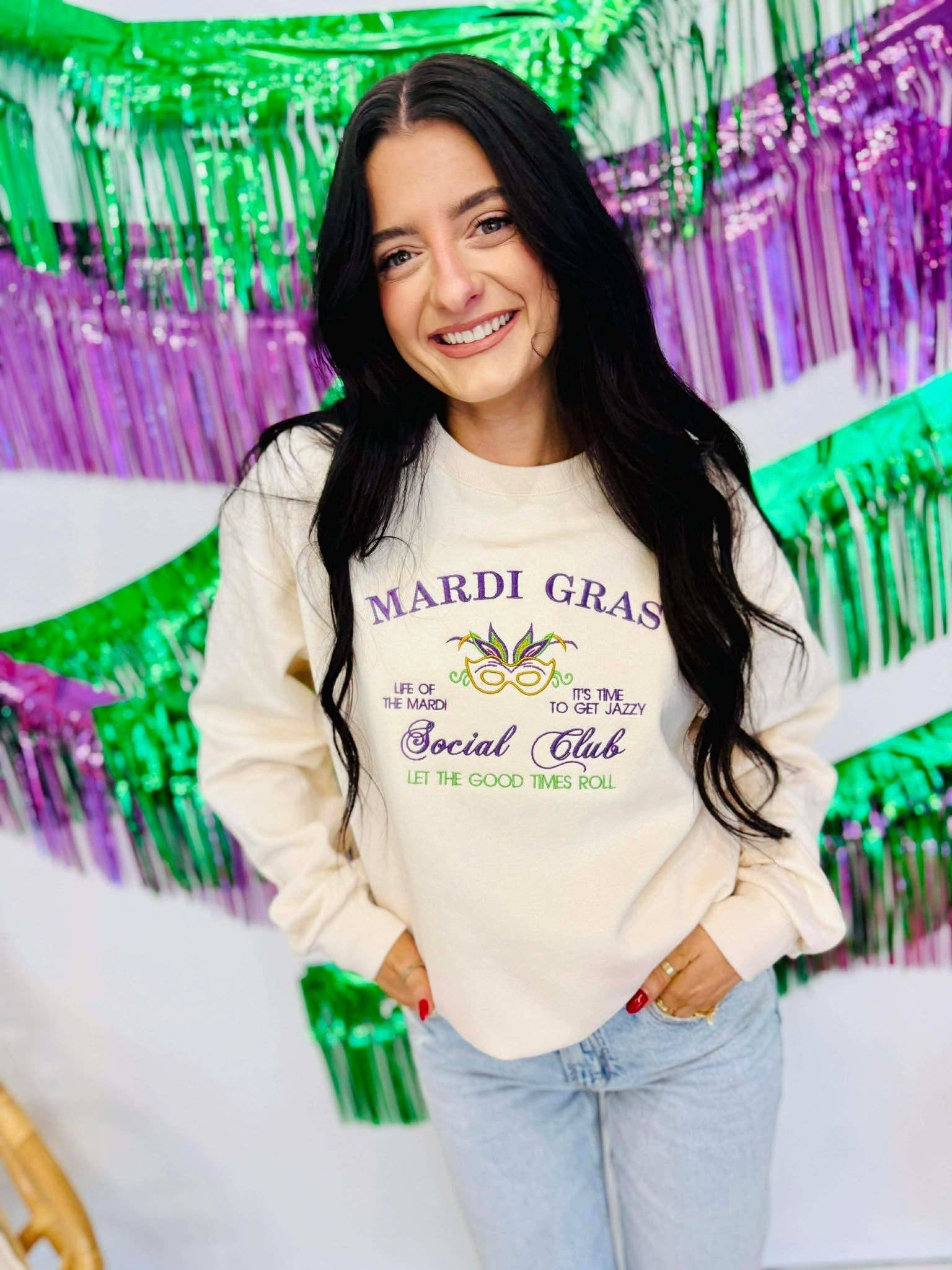 Mardi Gras Social Club Embroidered Sweatshirt T-Shirts, Hoodie | PodTeesHub.com