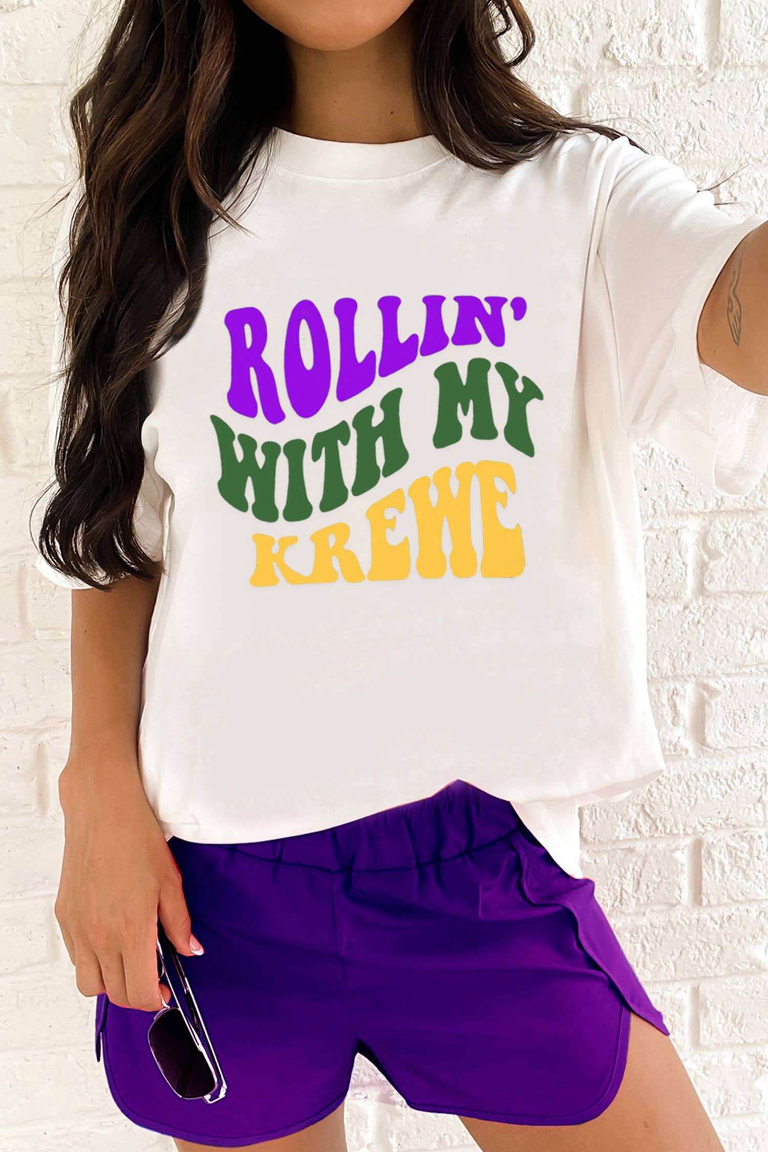 Rollin with My Krewe Letter Printed T Shirt (S-Xl) Hoodie, Sweatshirt | PodTeesHub.com