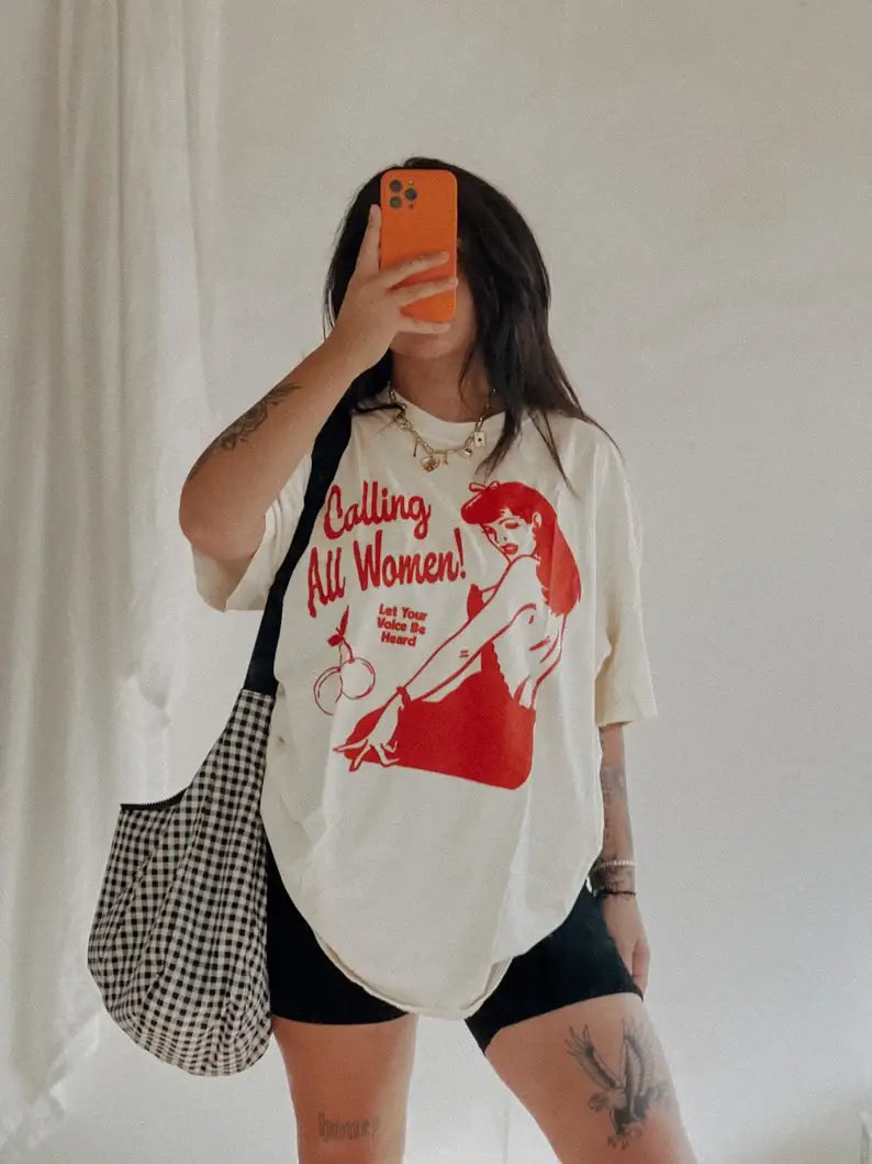 Calling All Women Feminist Girl Power Tee - Ivory Hoodie, Sweatshirt | PodTeesHub.com