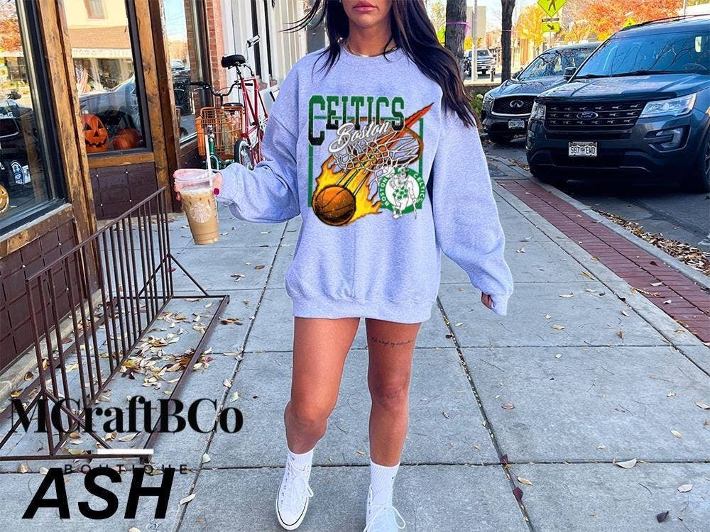 Vintage 90s Boston Basketball Crewneck Sweatshirt Unisex T-Shirts, Hoodie | PodTeesHub.com