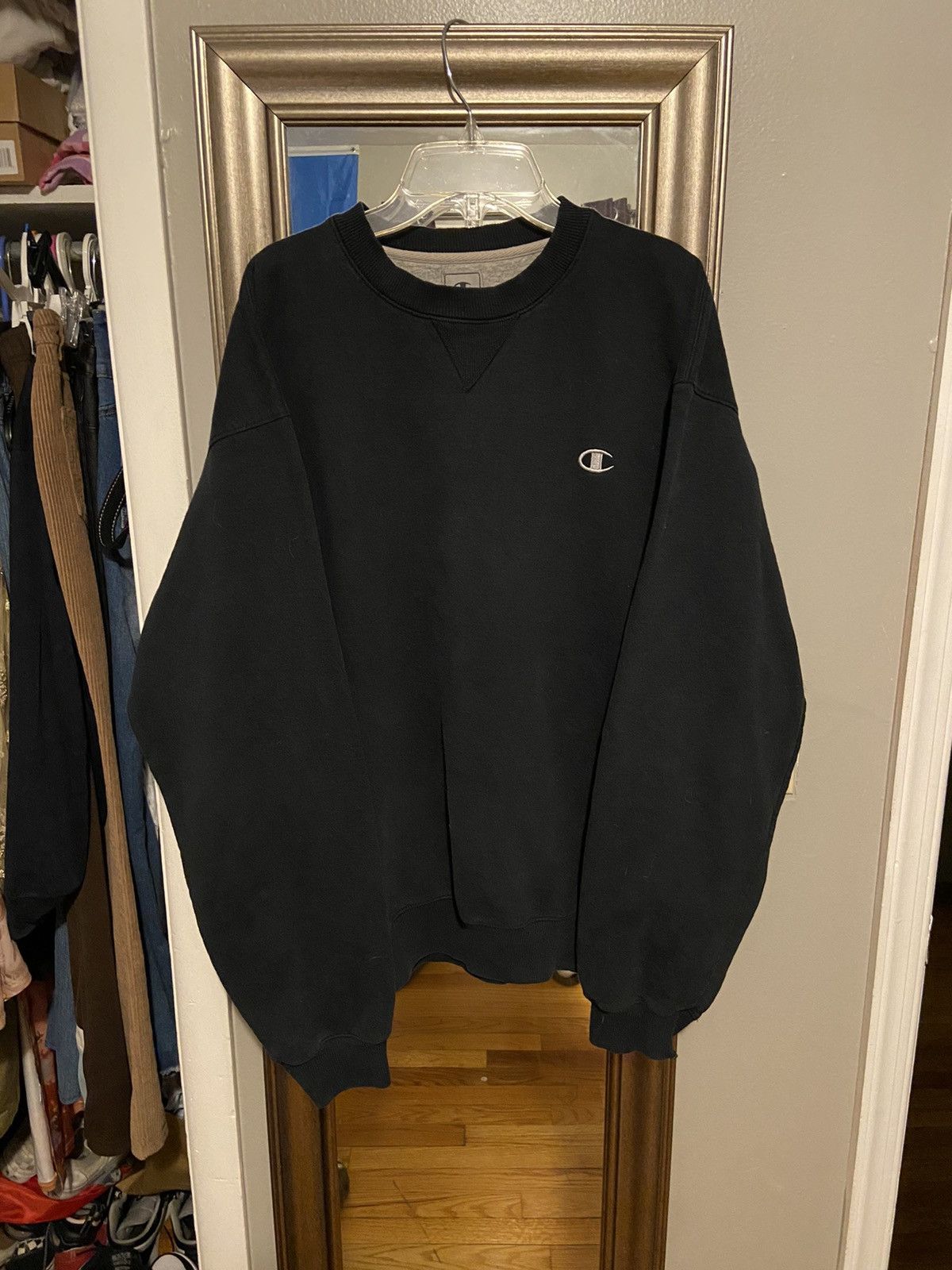 Champion Vintage Y2k Black Champion Crewneck Sweater T-Shirts, Hoodie, Sweatshirt | PodTeesHub.com