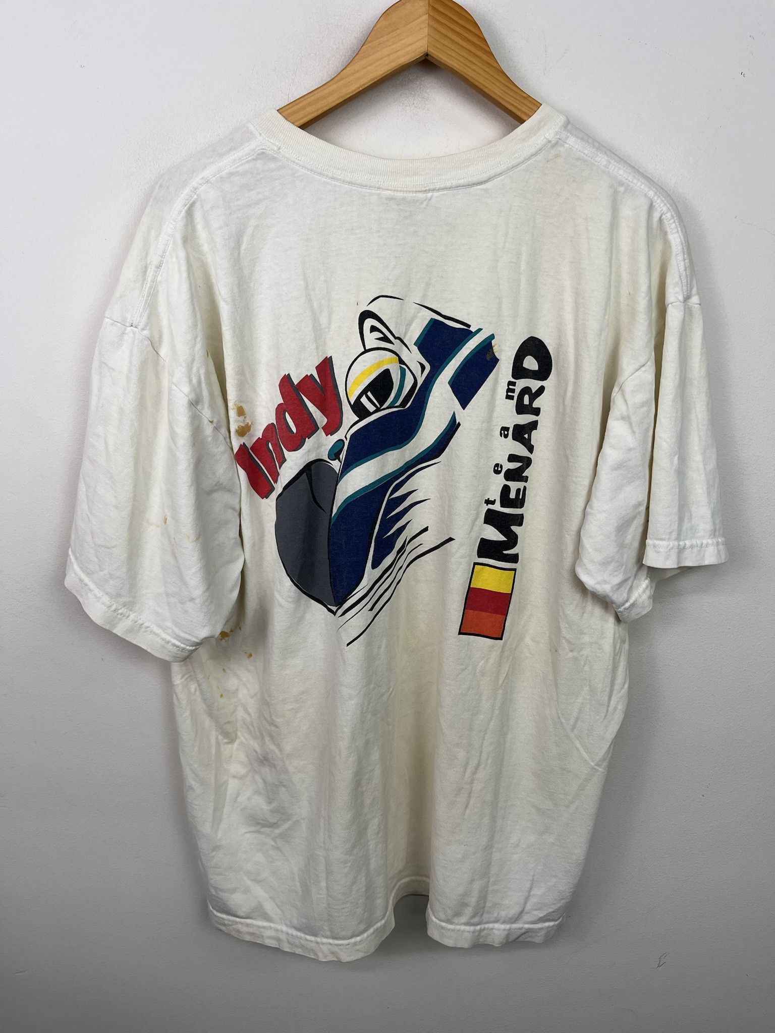 Nascar Vintage 90s Indy Racing Team Menards Distressed T Shirt Size Xl Hoodie, Sweatshirt | PodTeesHub.com