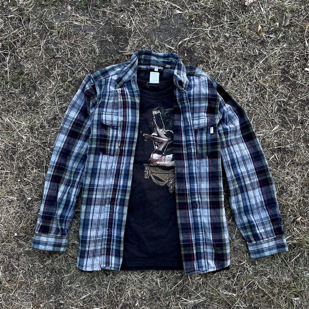 Vintage 90s Flannel Checkered Shirt Travis Style Hoodie, Sweatshirt | PodTeesHub.com