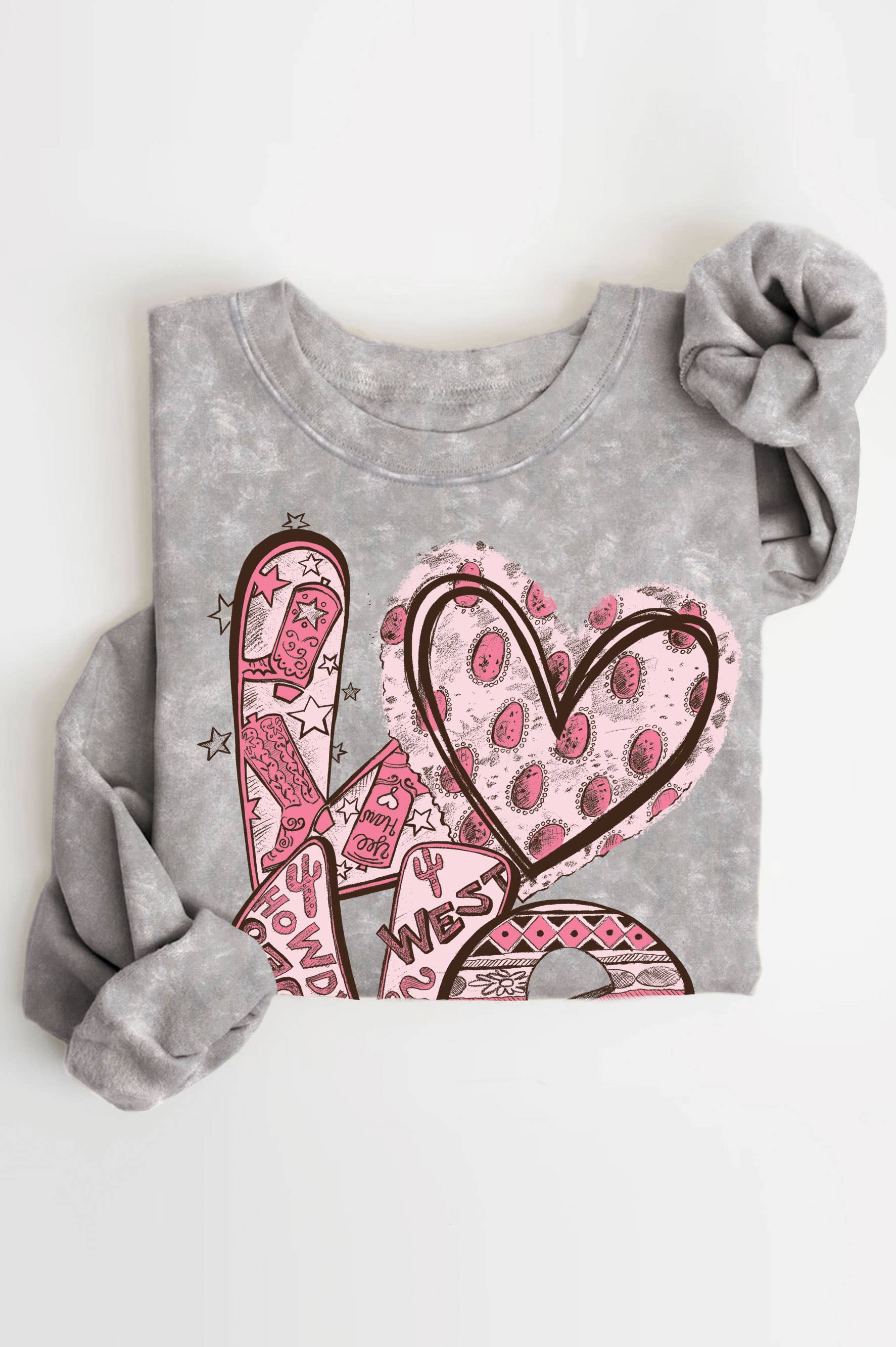 Western Love-Hand Drgraphic Mineral Brushed Sweatshirt T-Shirts, Hoodie | PodTeesHub.com