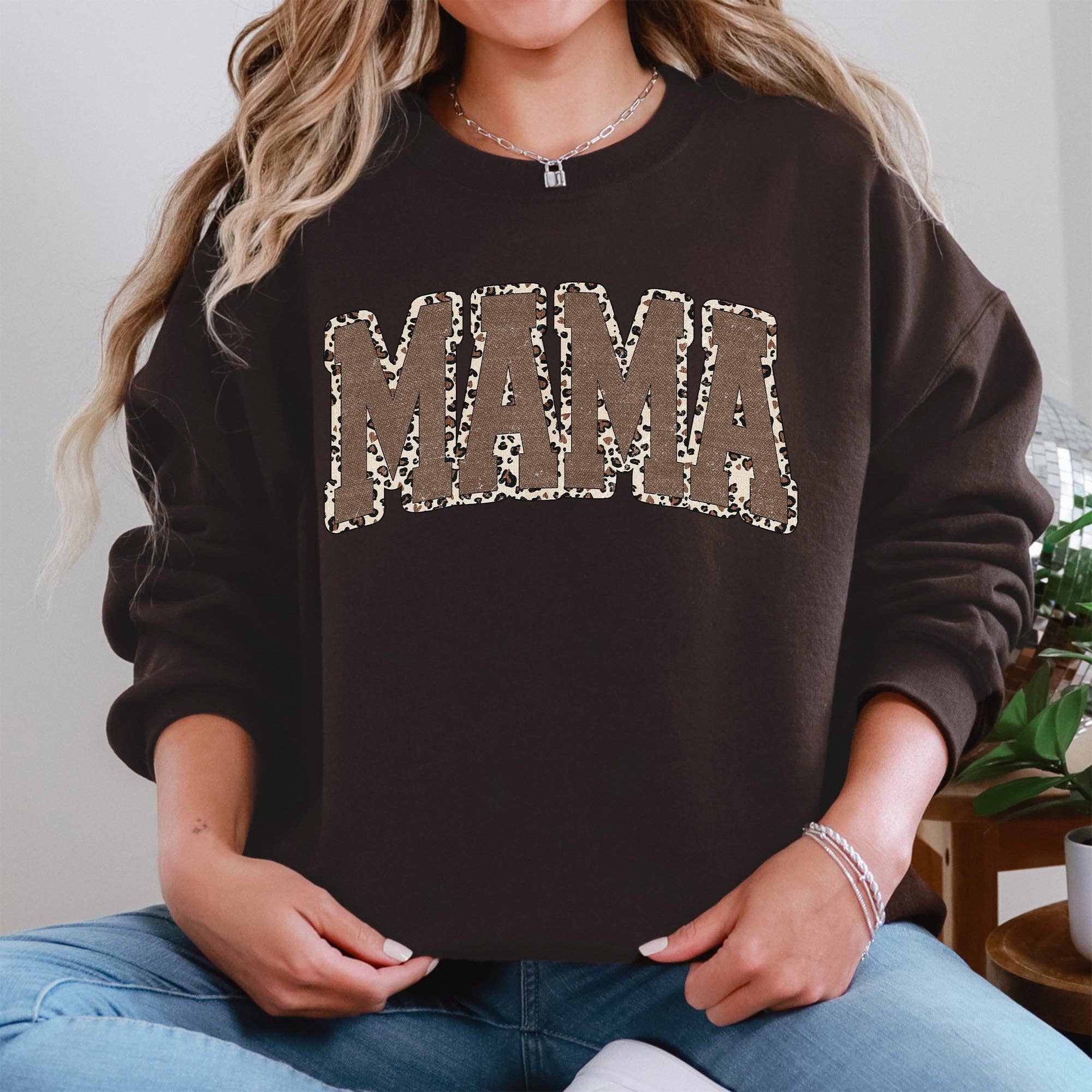 Mama, Textured Leopard Print, Mother's Day, Retro Sweatshirt T-Shirts, Hoodie | PodTeesHub.com