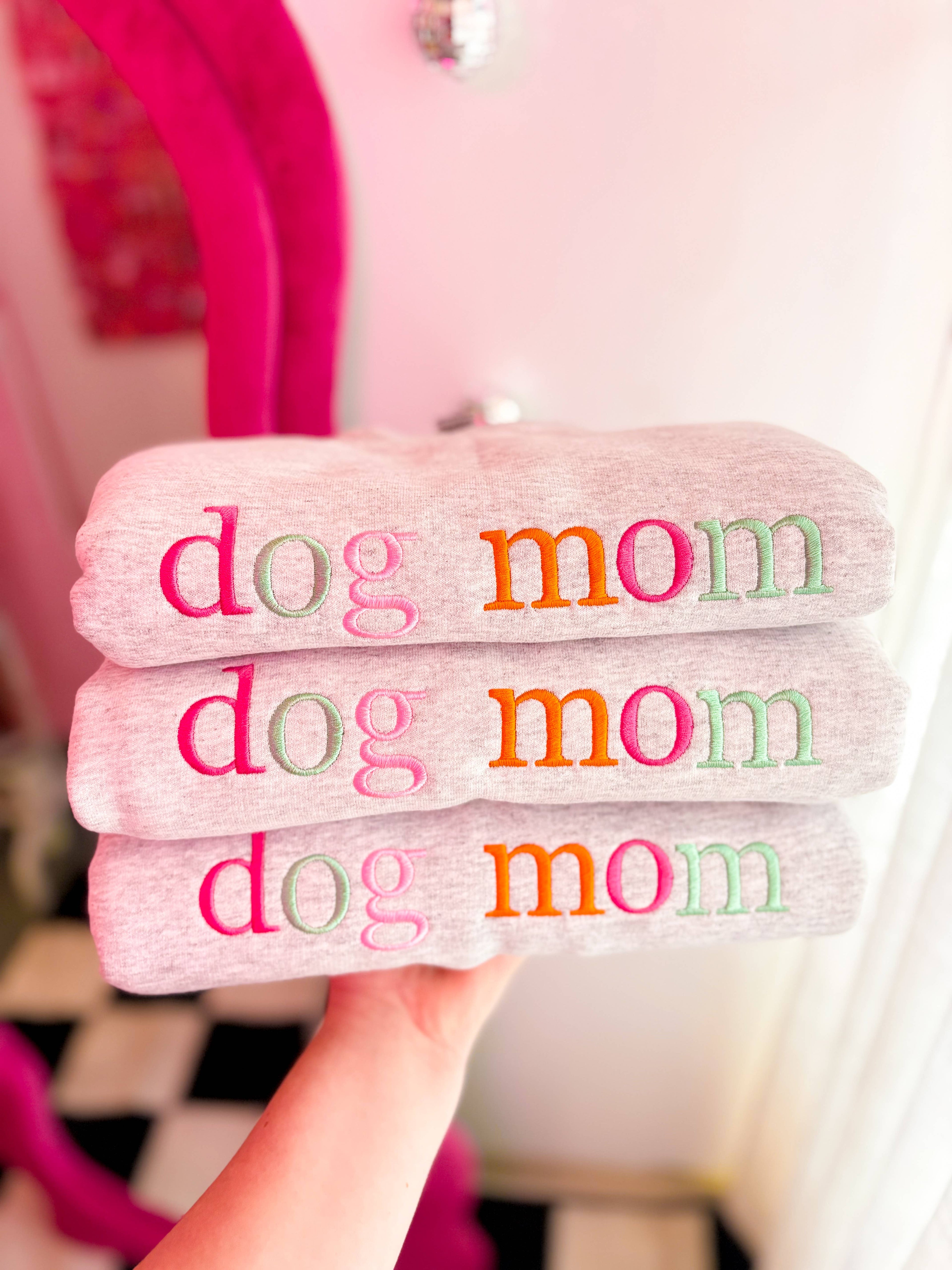 Dog Mom Rainbow Embroidered Sweatshirt | Gift For Dog Moms T-Shirts, Hoodie | PodTeesHub.com