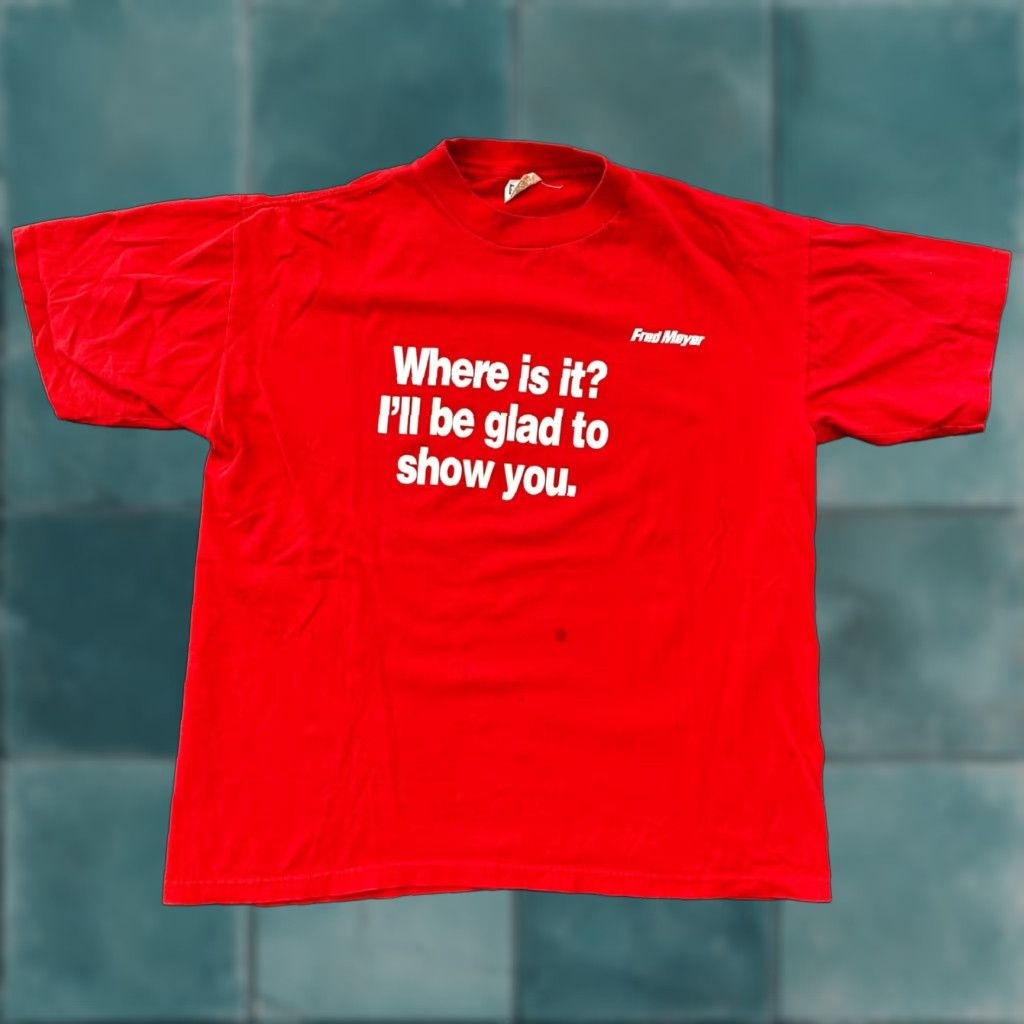 Vintage Fred Meyer Food Funny T Shirt Grocery Store Worker Halloween 80s 90s Xl Red Men Short S Hoodie, Sweatshirt