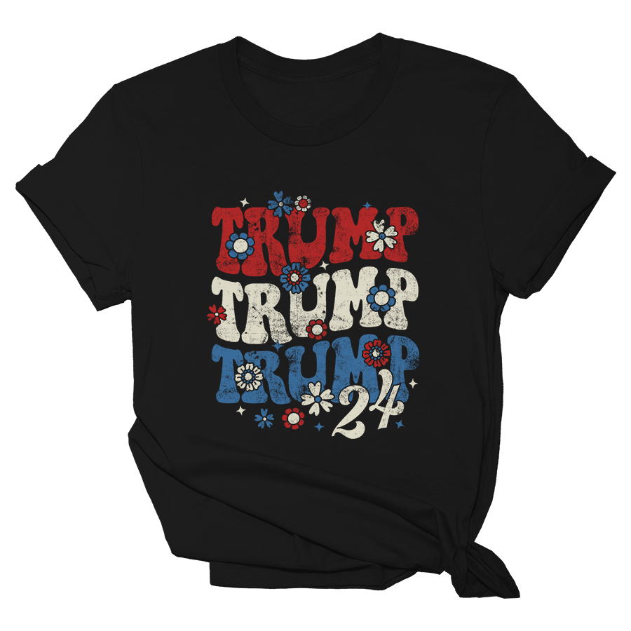 Trump 24 Flower Power Black Shirt - Womens Tee Hoodie, Sweatshirt | PodTeesHub.com