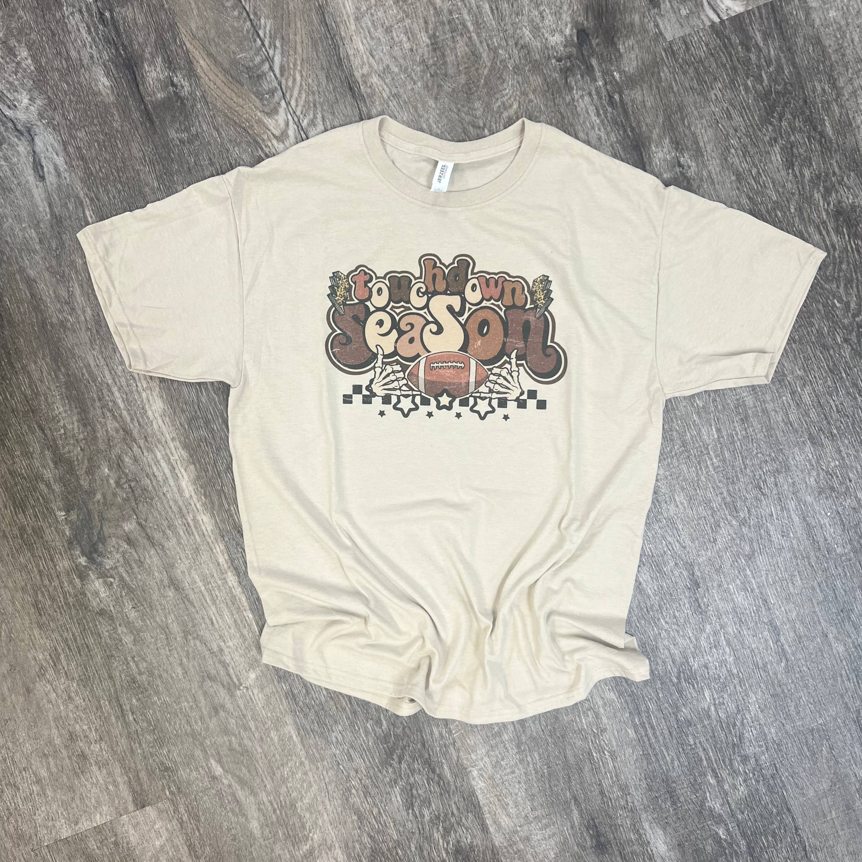 Touchdown Season On Sand Tee Hoodie, Sweatshirt | PodTeesHub.com