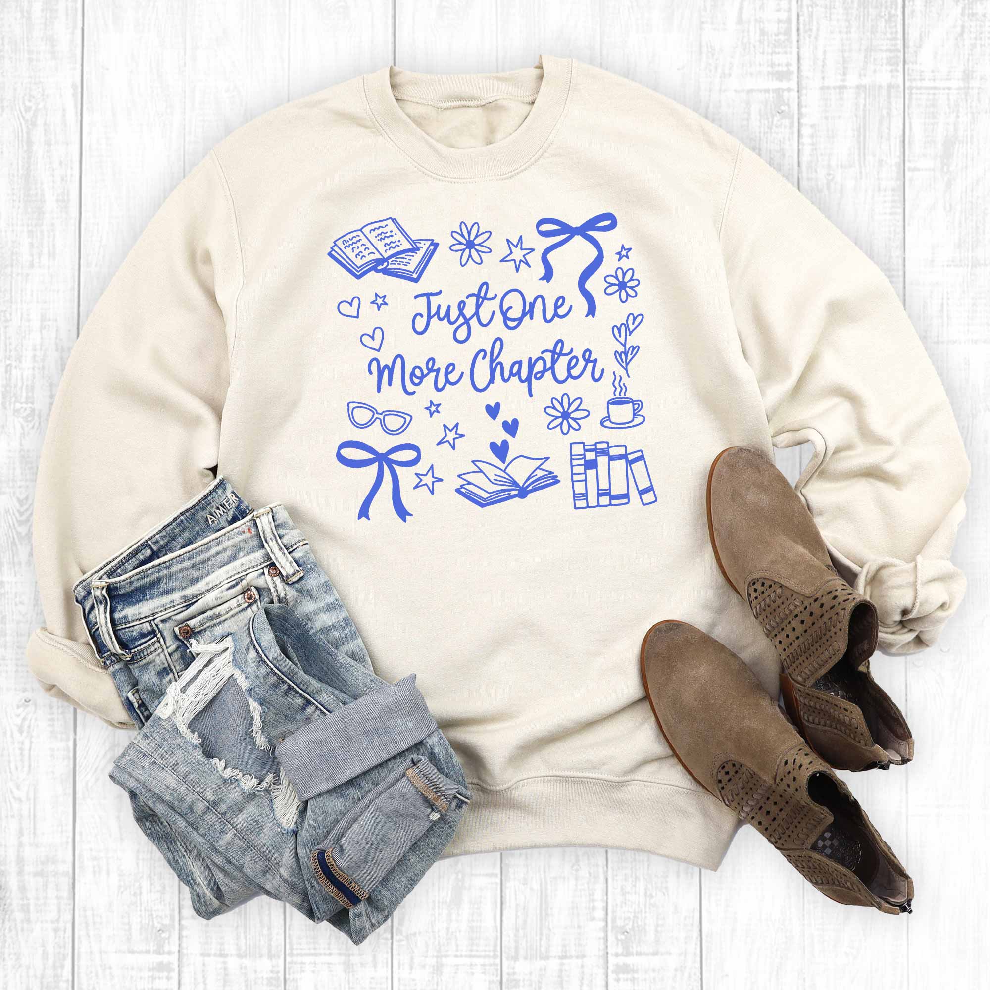 Funny Reading Just One More Chapter Graphic Sweatshirt T-Shirts, Hoodie | PodTeesHub.com