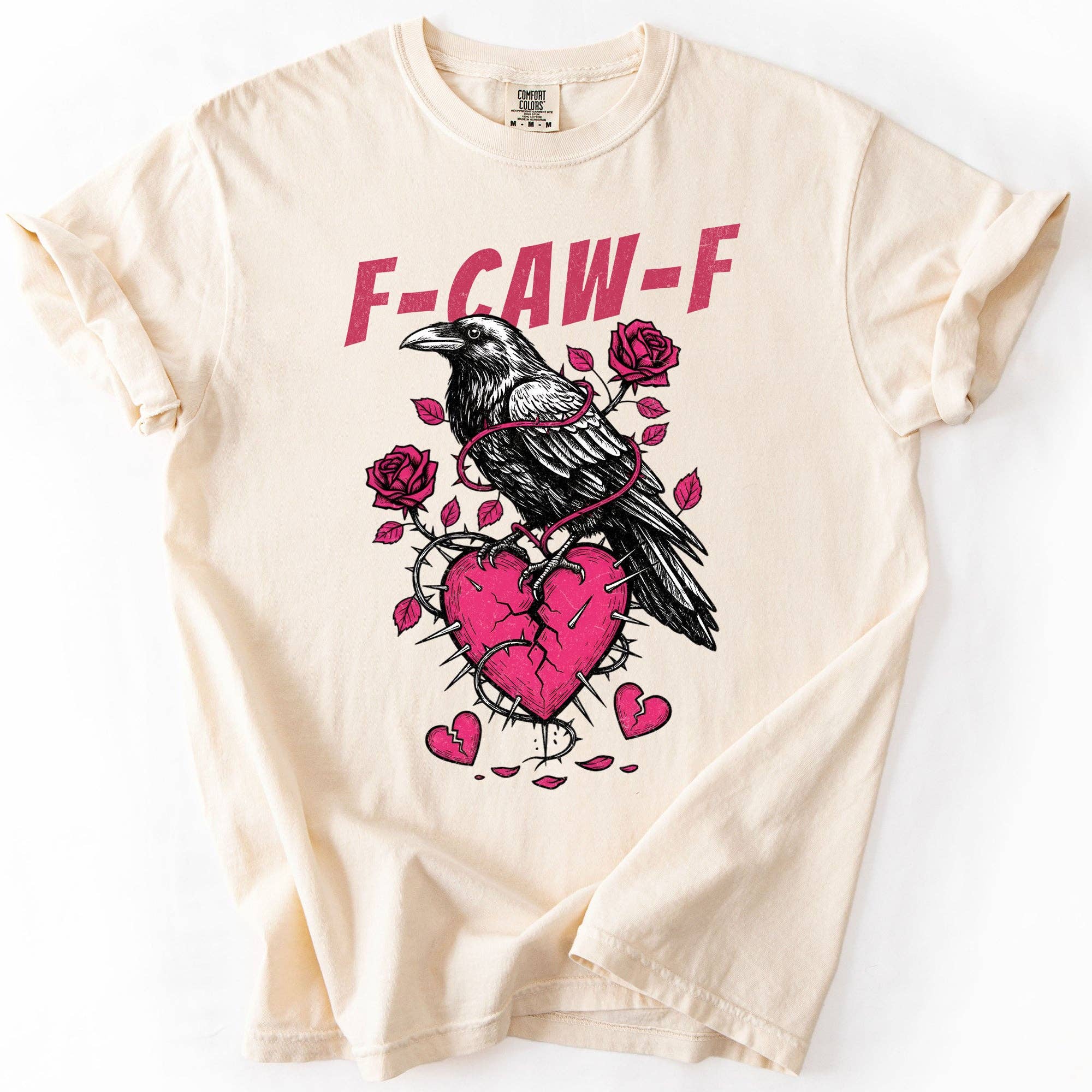 F-Caw-F, Funny, Valentine's Day, Crow Comfort Colors T-Shirt Hoodie, Sweatshirt | PodTeesHub.com