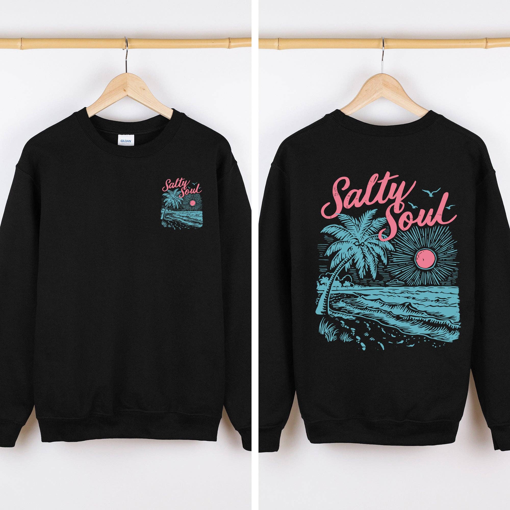 Salty Soul, Beach, Sunshine, Front and Back Sweatshirt T-Shirts, Hoodie | PodTeesHub.com
