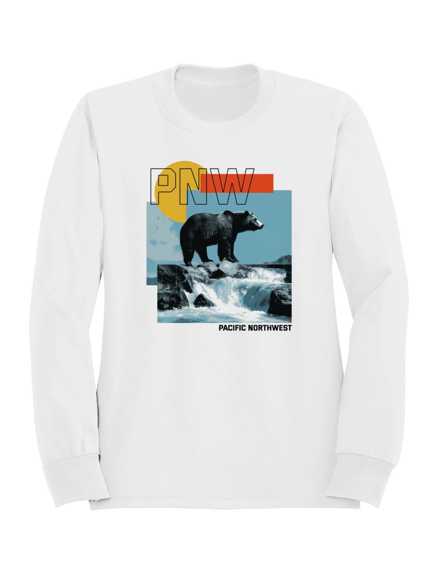 Pnw Bear with Scenic Cascade Women's Sweatshirt T-Shirts, Hoodie | PodTeesHub.com