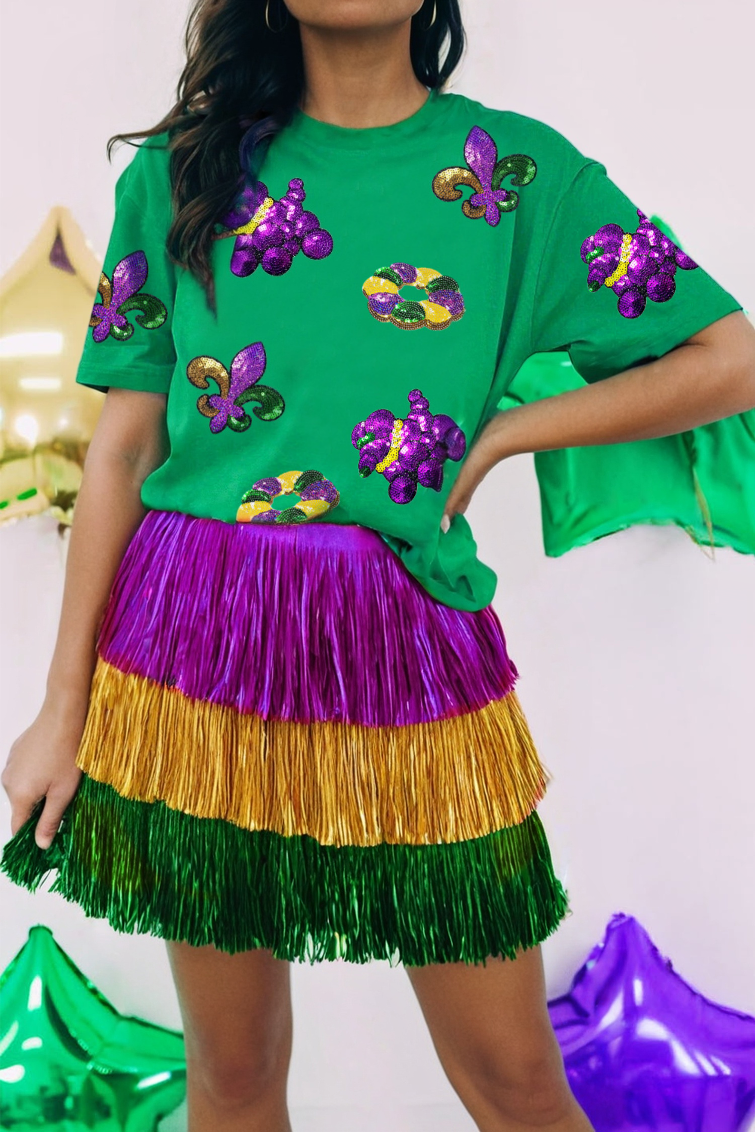 Mardi Gras Sequin Patched Graphic Tee (S-3XL) Hoodie, Sweatshirt | PodTeesHub.com