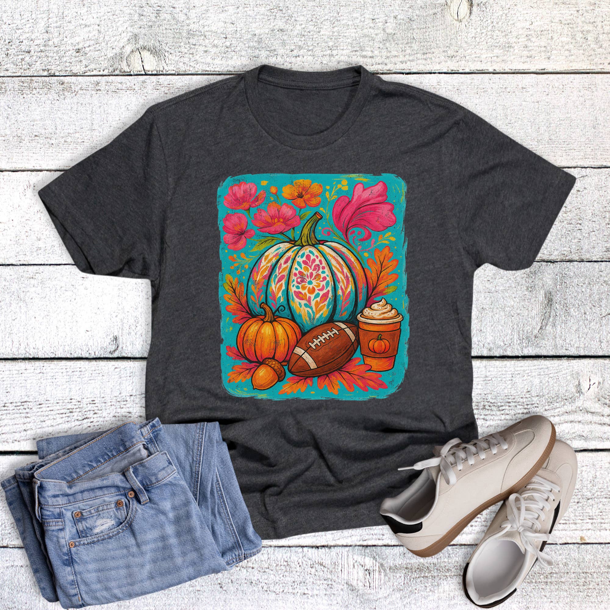 Pumpkin Football Coffee Graphic Tee Hoodie, Sweatshirt | PodTeesHub.com
