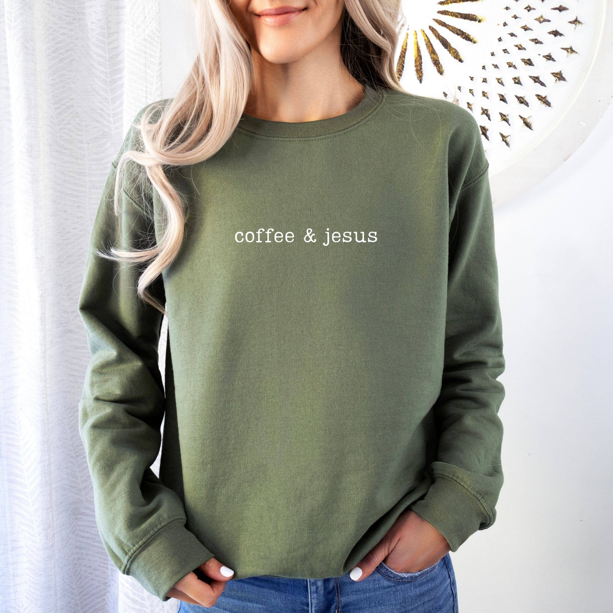Coffee and Jesus Graphic Sweatshirt - Spring Western Tee Hoodie | PodTeesHub.com