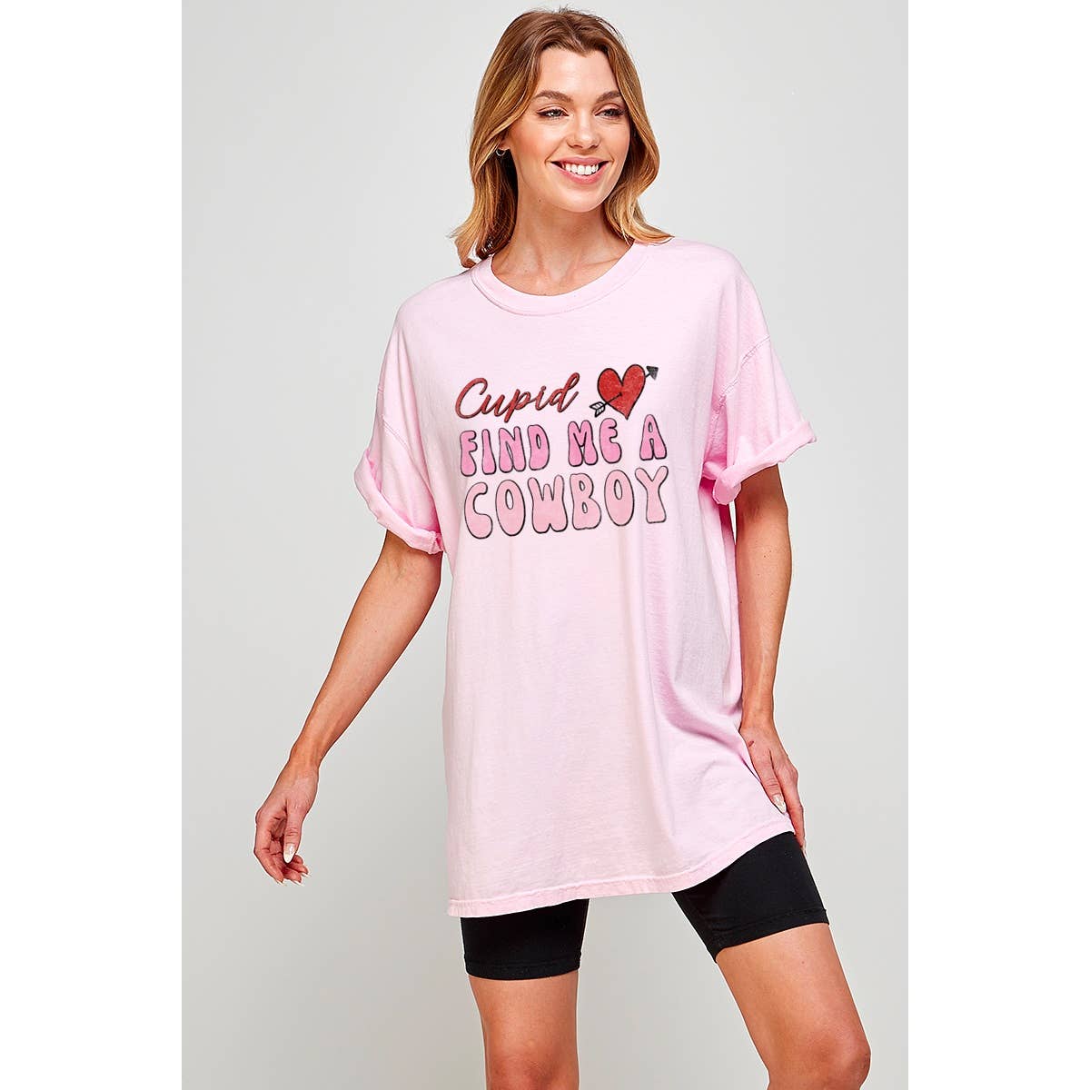Cupid Find Me A Cowboy Graphic Oversized Tee Hoodie, Sweatshirt | PodTeesHub.com
