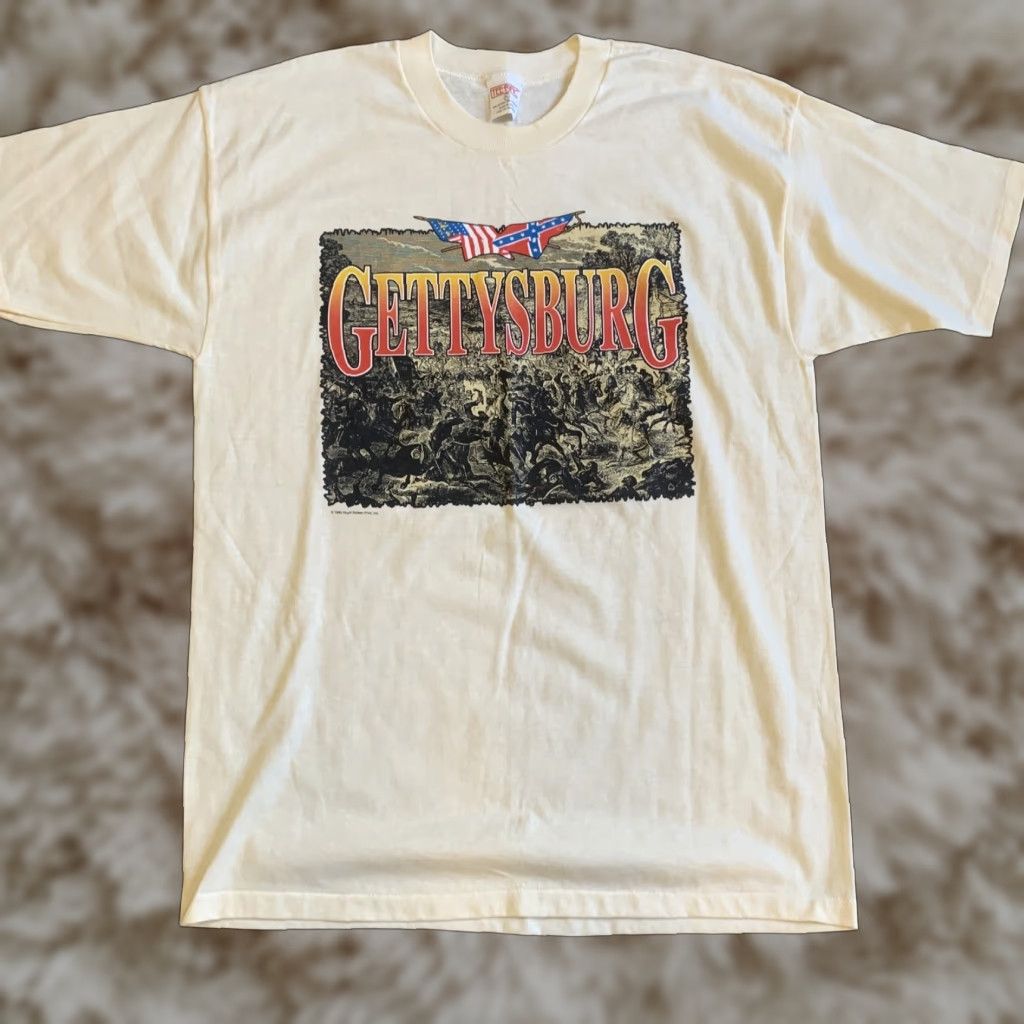 Vintage Gettysburg Military 80s 90s Top Shirt Xl Cream 50 50 Usa Gr T-Shirts, Hoodie, Sweatshirt