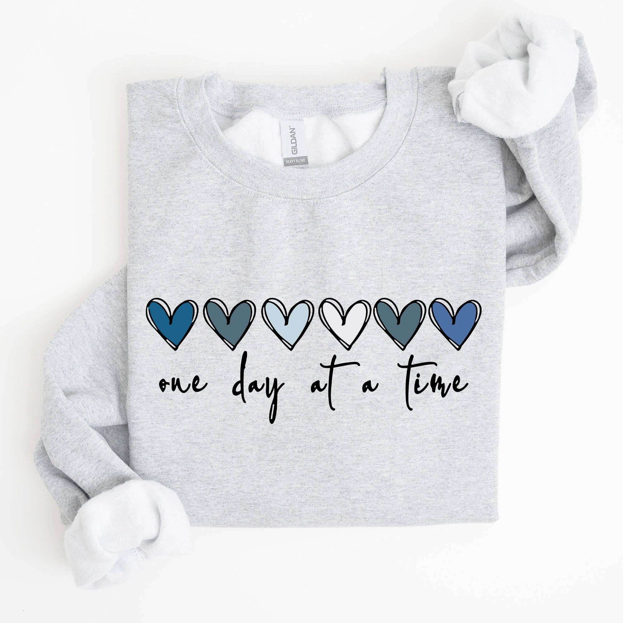 One Day At A Time, Mental Health,Wellness, Hearts Sweatshirt T-Shirts, Hoodie | PodTeesHub.com