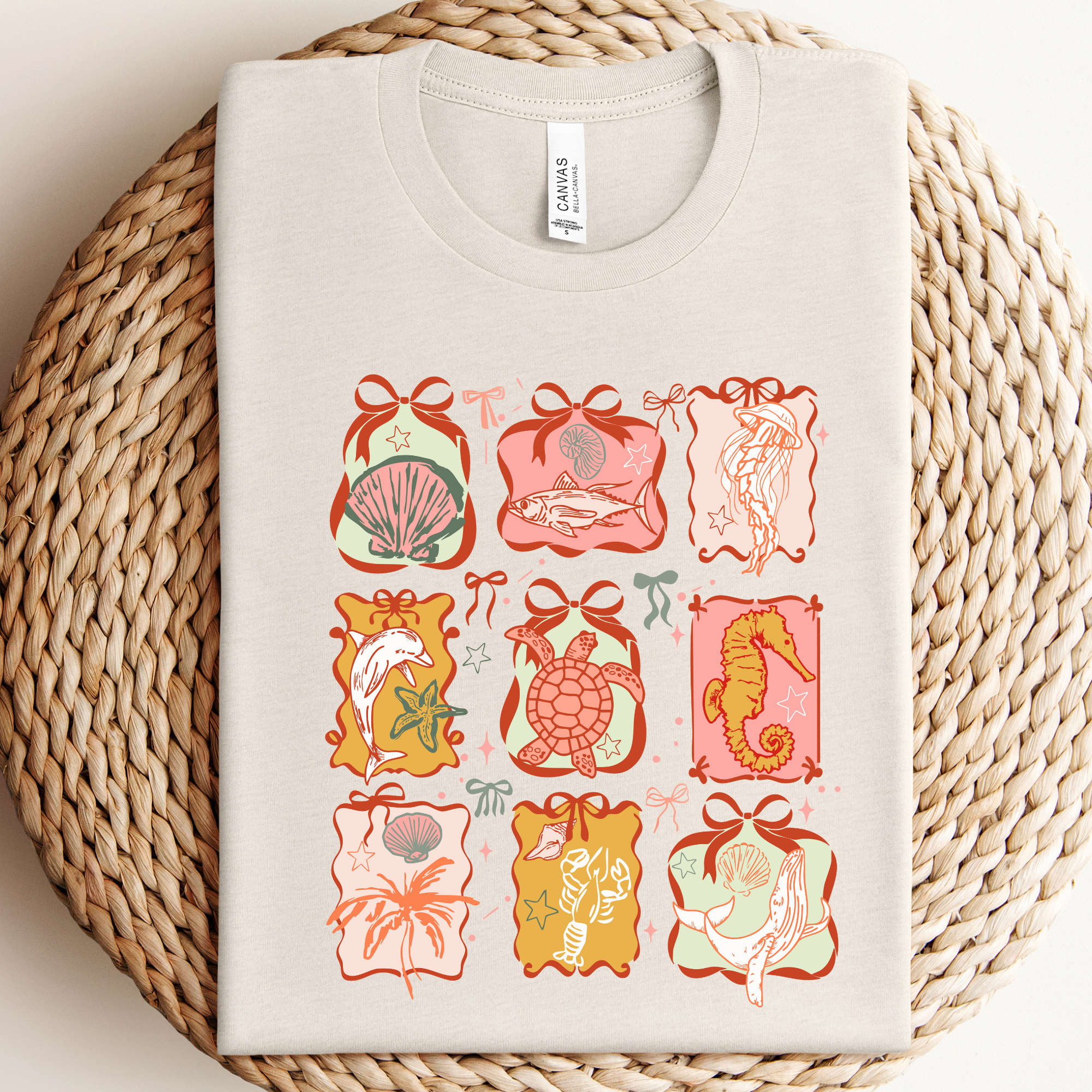 Coastal Beach Coquette Graphic Tee Hoodie, Sweatshirt | PodTeesHub.com