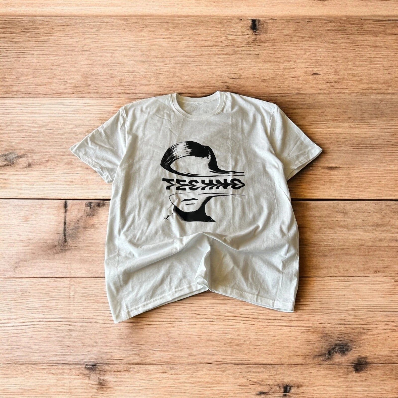 Japanese Brand Techno Music Dj Tshirt In White With Front Graphic Print Hoodie, Sweatshirt | PodTeesHub.com