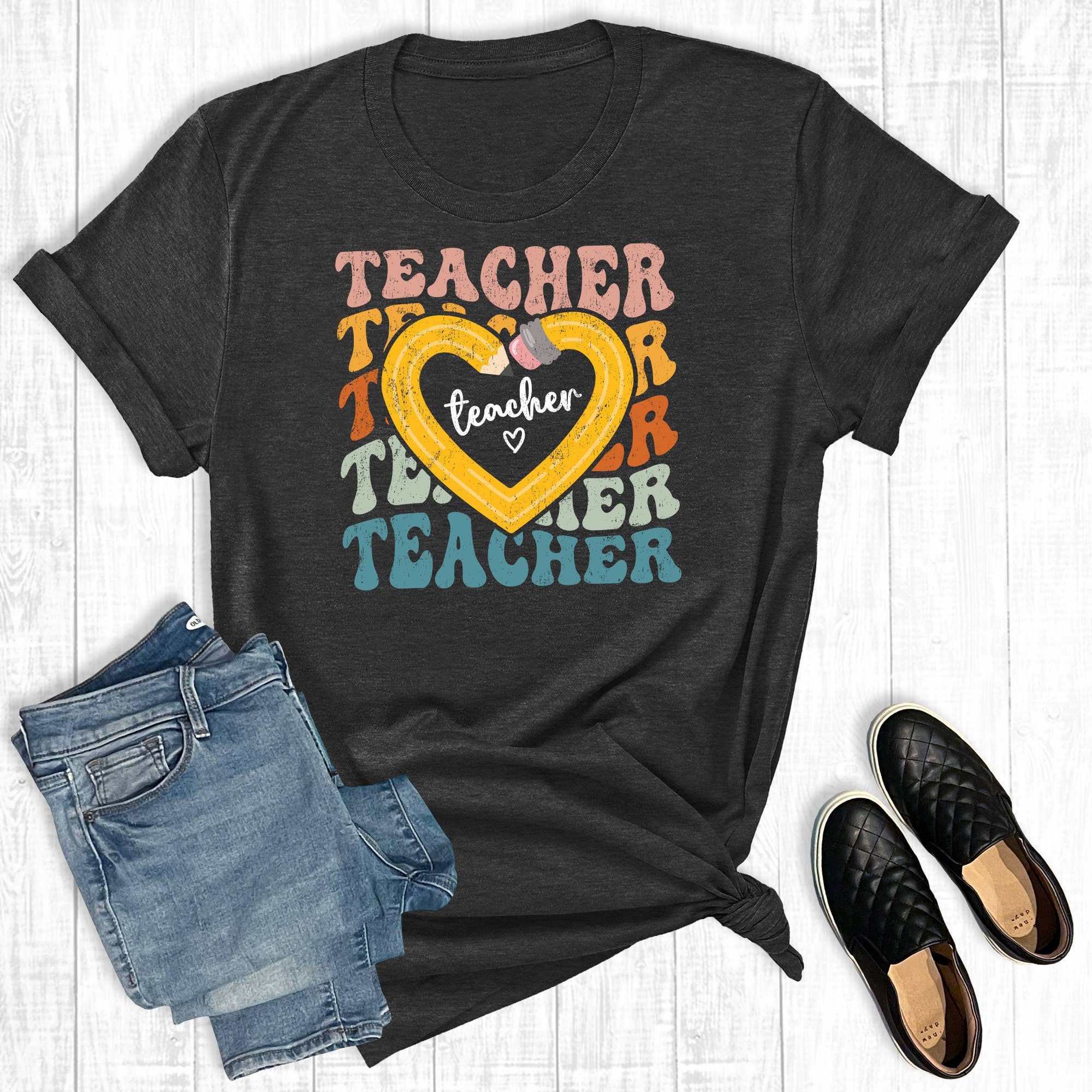 Retro Groovy Teacher Graphic Tee Hoodie, Sweatshirt | PodTeesHub.com