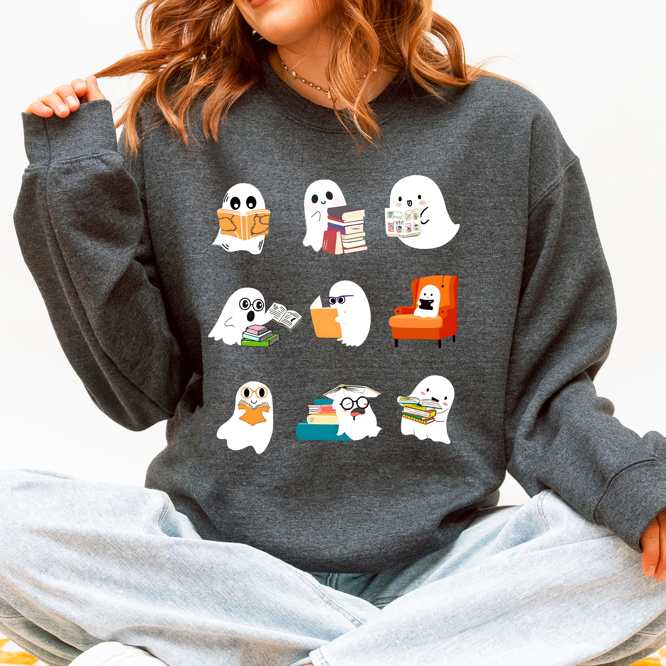 Reading Ghosts, Halloween, Library, Books Sweatshirt T-Shirts, Hoodie | PodTeesHub.com