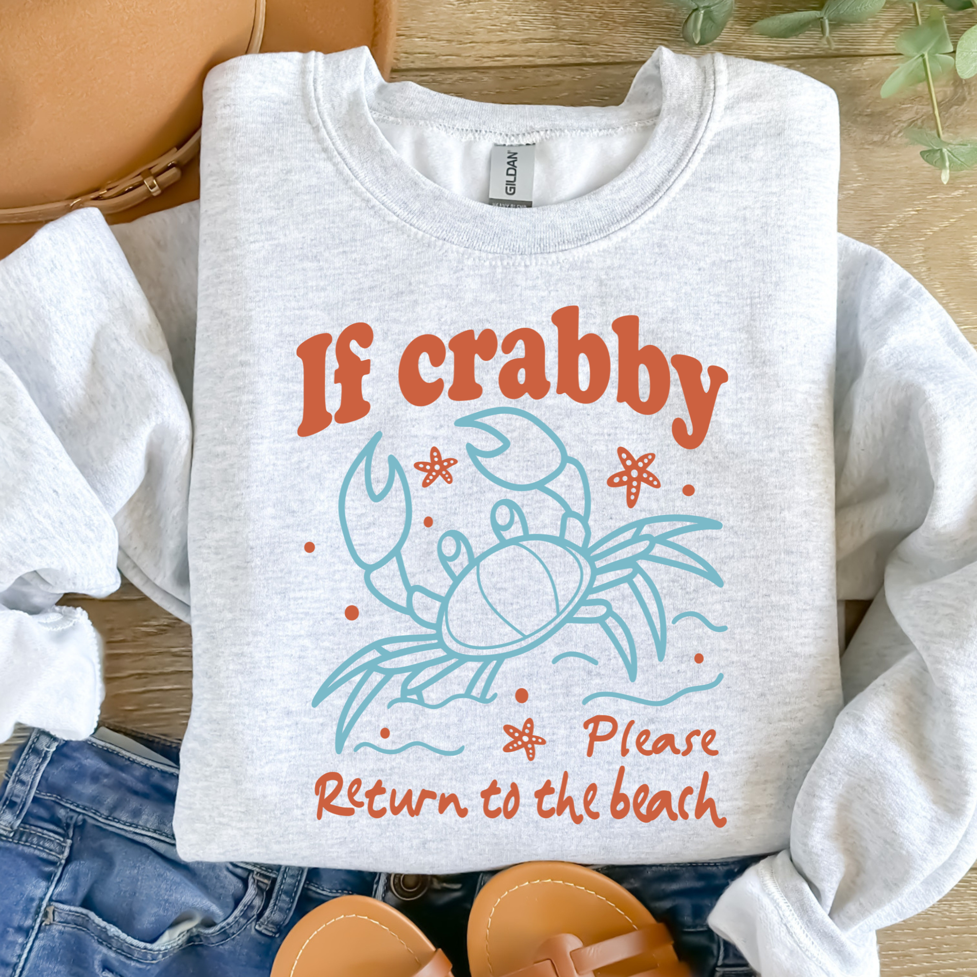 Crabby Beach Graphic Tee or Crewneck Hoodie, Sweatshirt | PodTeesHub.com