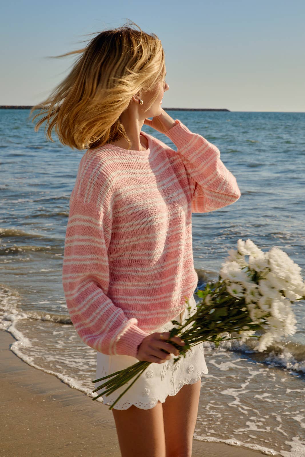 Boat Neck Long Sleeve Stripe Sweater T-Shirts, Hoodie, Sweatshirt | PodTeesHub.com