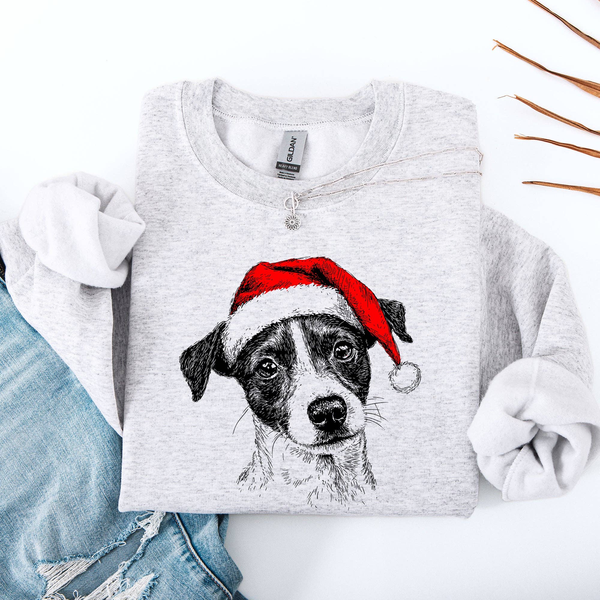 Jack Russell, Santa, Terrier Dog, Christmas, Pet Sweatshirt T-Shirts, Hoodie | PodTeesHub.com