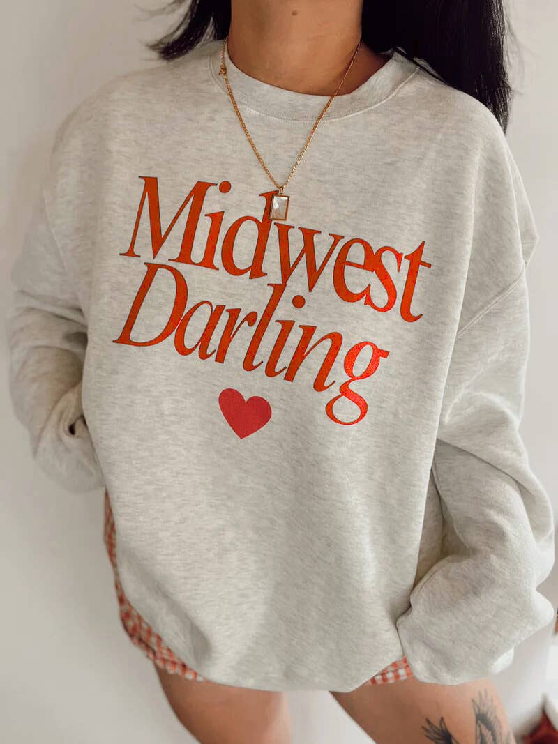 Midwest Darling Graphic Sweatshirt - Ash T-Shirts, Hoodie | PodTeesHub.com