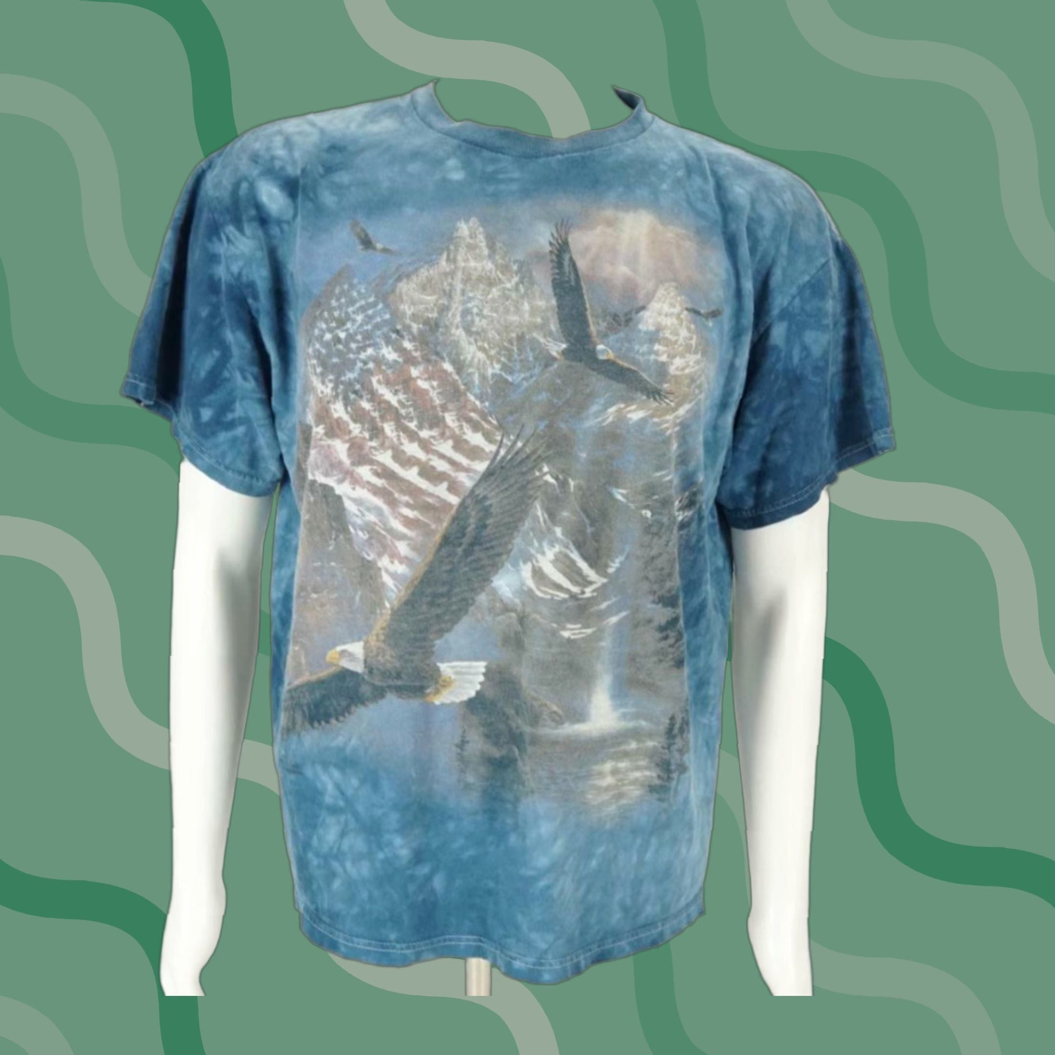 Vintage Vtg American Flag Eagle Statue Of Liberty Print T Shirt Blue Men S Large Shirt Mens Vtg Amer Hoodie, Sweatshirt
