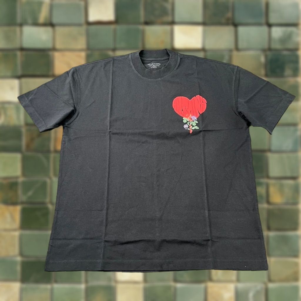 Allsaints All Saints Sown Short Sleeve Crew T Shirt Men S L Washed Black Shirt Hoodie, Sweatshirt | PodTeesHub.com