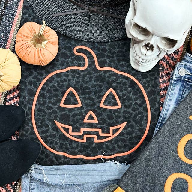 Pumpkin Orange Puff Women's Black Leopard Shirt Hoodie, Sweatshirt | PodTeesHub.com
