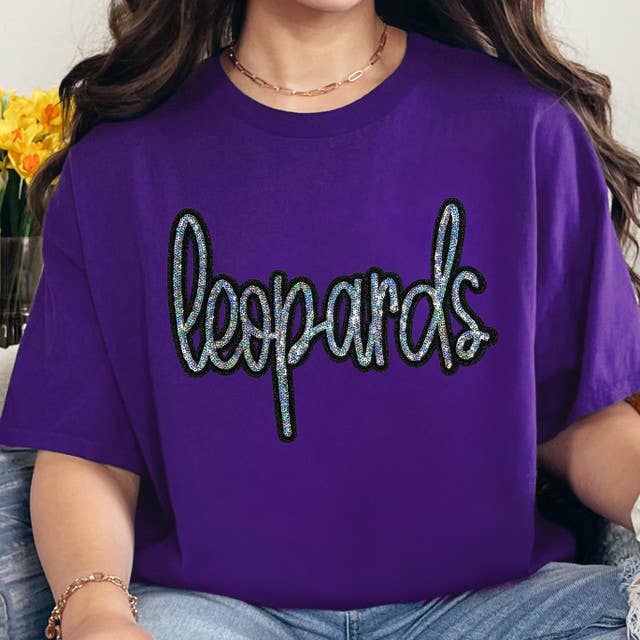 Leopards Sequin Patch Purple Everyday Tee Hoodie, Sweatshirt | PodTeesHub.com
