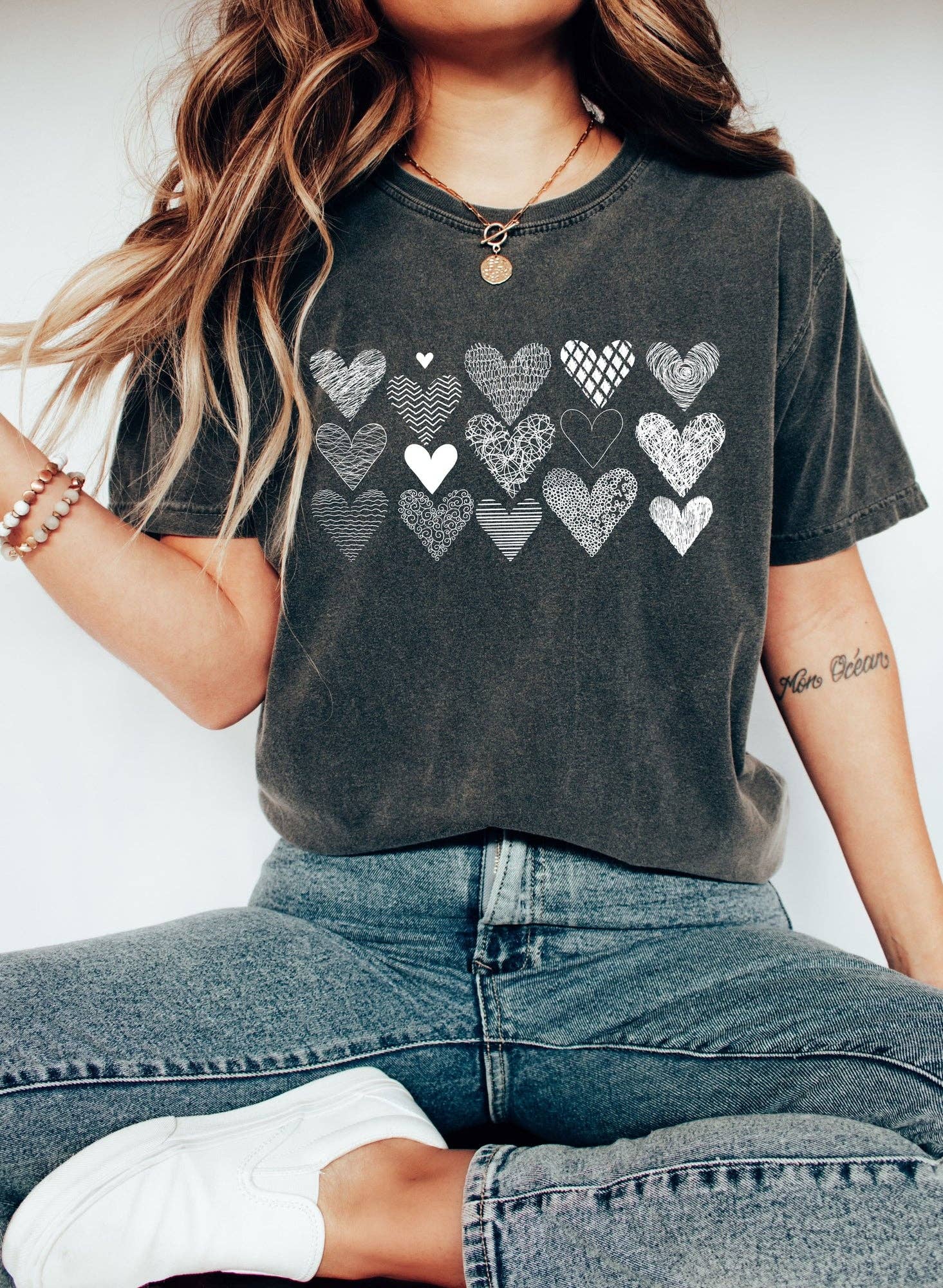 White Heart Doodles Valentine's Day T-Shirt Hoodie, Sweatshirt | PodTeesHub.com