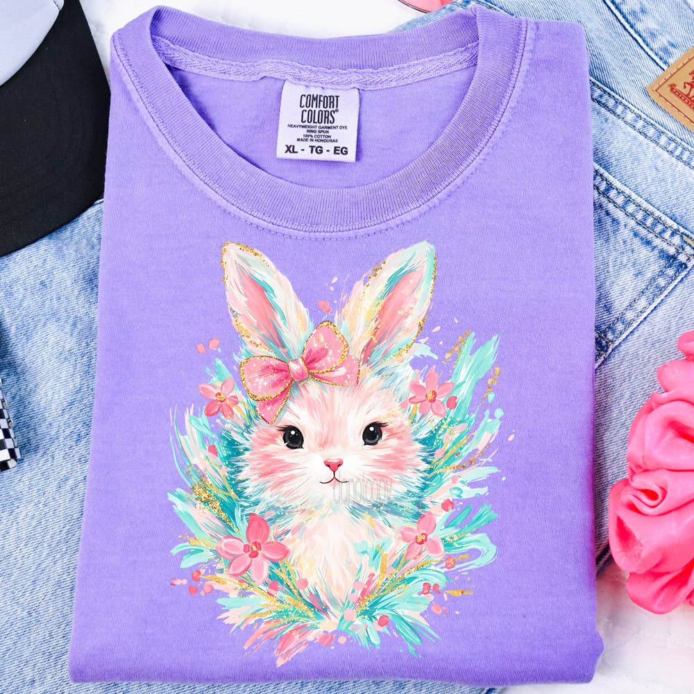 Coquette Easter Bunny Wreath Tee Hoodie, Sweatshirt | PodTeesHub.com
