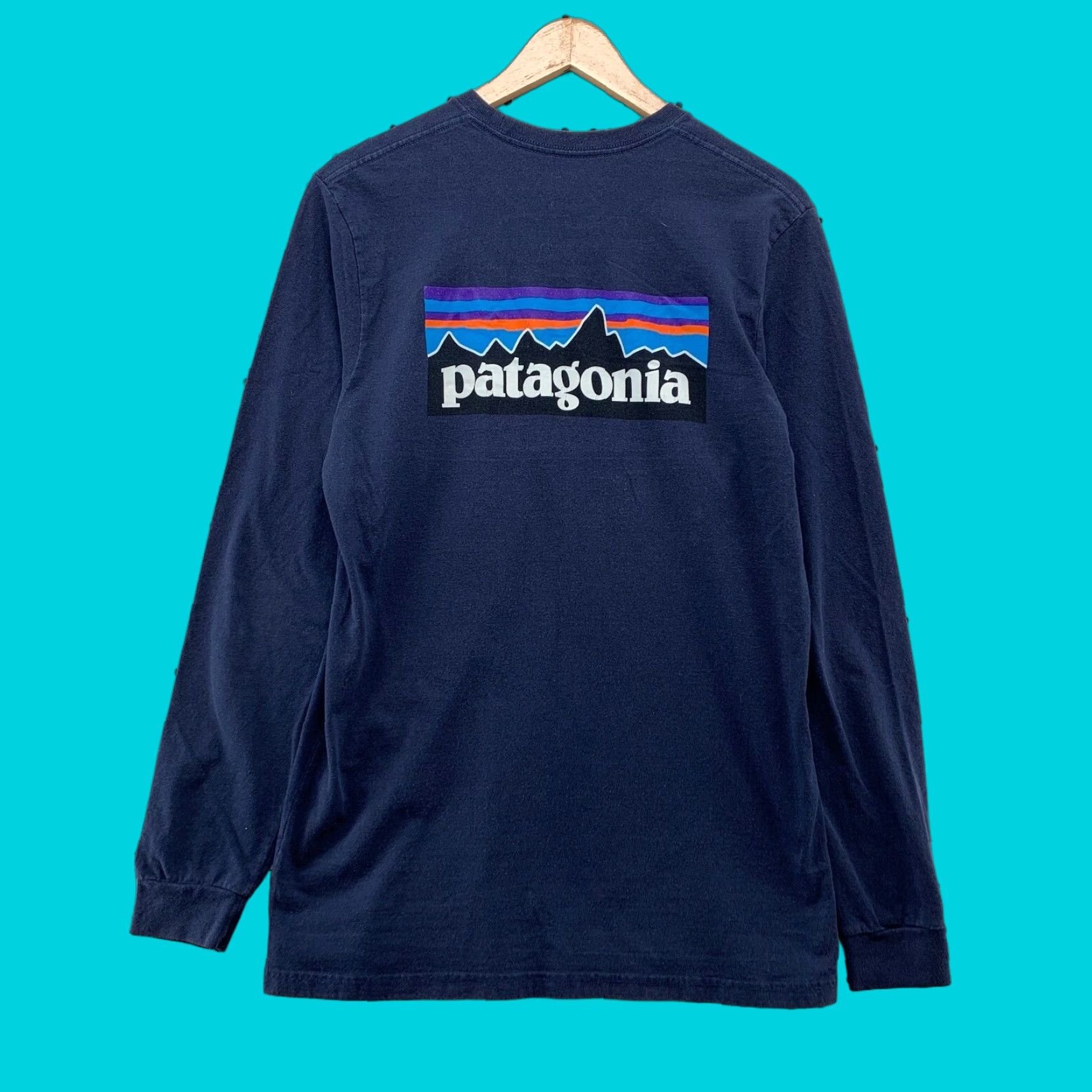 Patagonia Long Sleeve Shirt M Responsibility Logo Outdoor 19x29 5 Blue Pr T-Shirts, Hoodie, Sweatshirt
