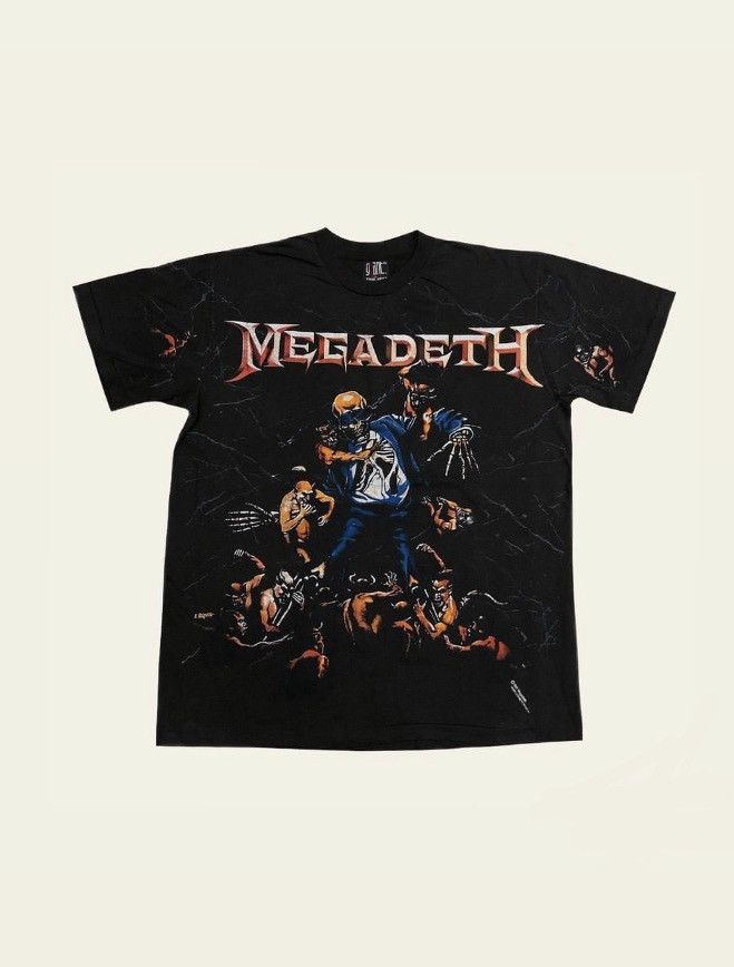 Vintage Xl Aop Megadeth Black T Shirt Hoodie, Sweatshirt | PodTeesHub.com