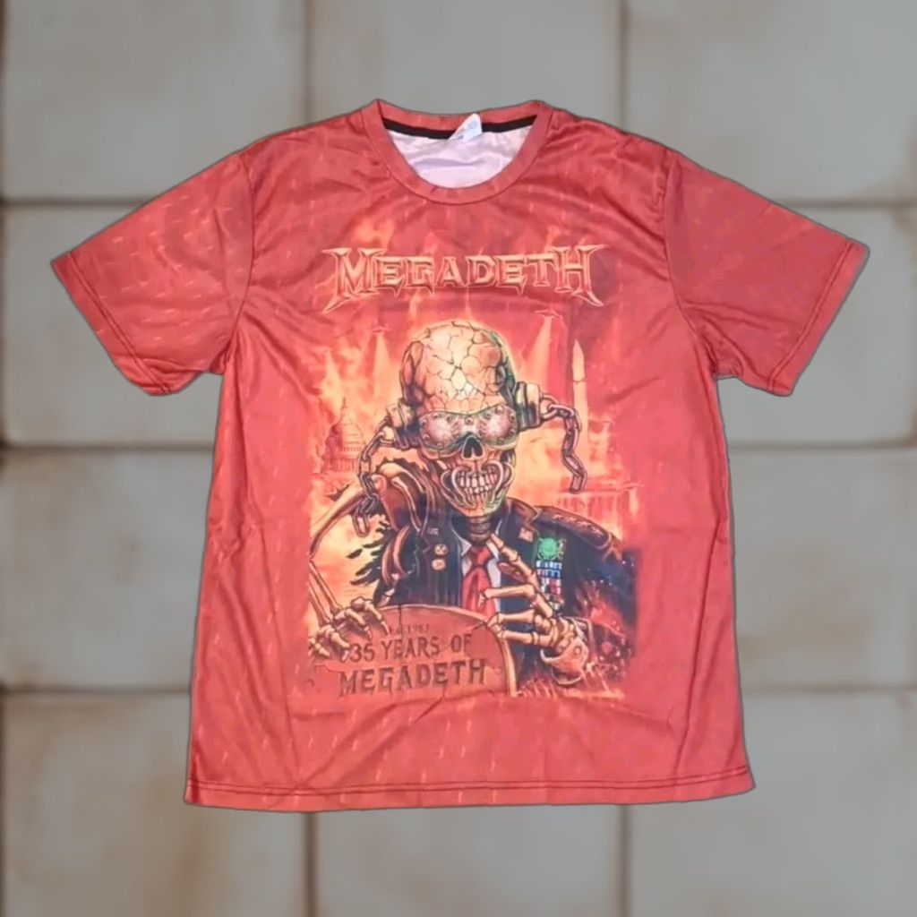 Vintage Megadeth 35 Years Skull Punk Rock T Shirt Men Xl Graphic Tee Crew Neck Multicolor Short Slee Hoodie, Sweatshirt