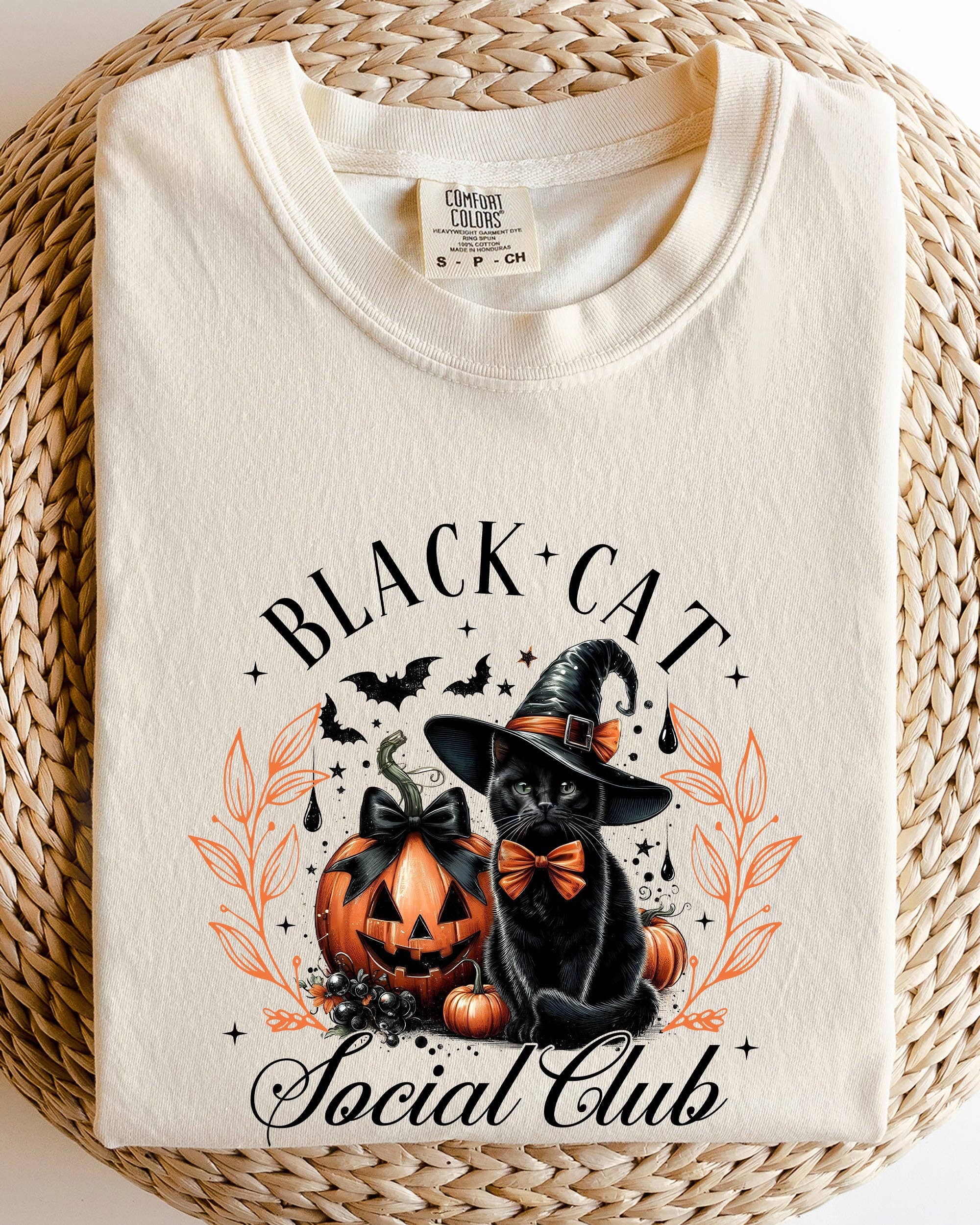 Black Cat Social Club, Coquette, Halloween Pumpkin Shirt Hoodie, Sweatshirt | PodTeesHub.com