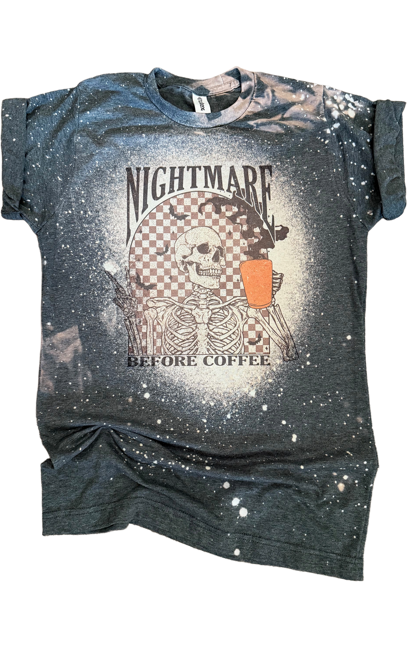 Nightmare Before Coffee Halloween Bleached Tee Hoodie, Sweatshirt | PodTeesHub.com