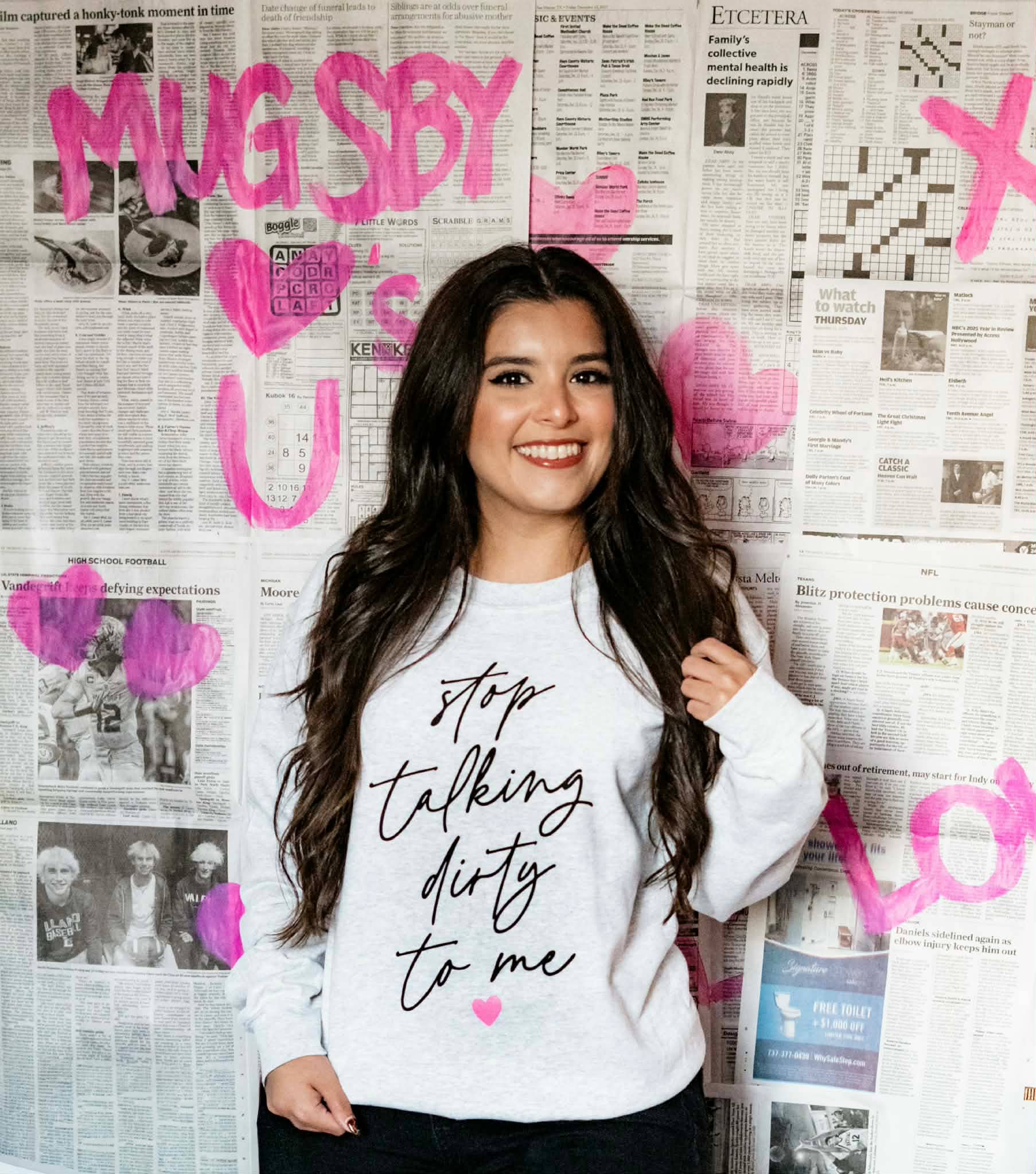 Valentine's Day Crewneck Sweatshirt, Stop Talking Dirty T-Shirts, Hoodie | PodTeesHub.com