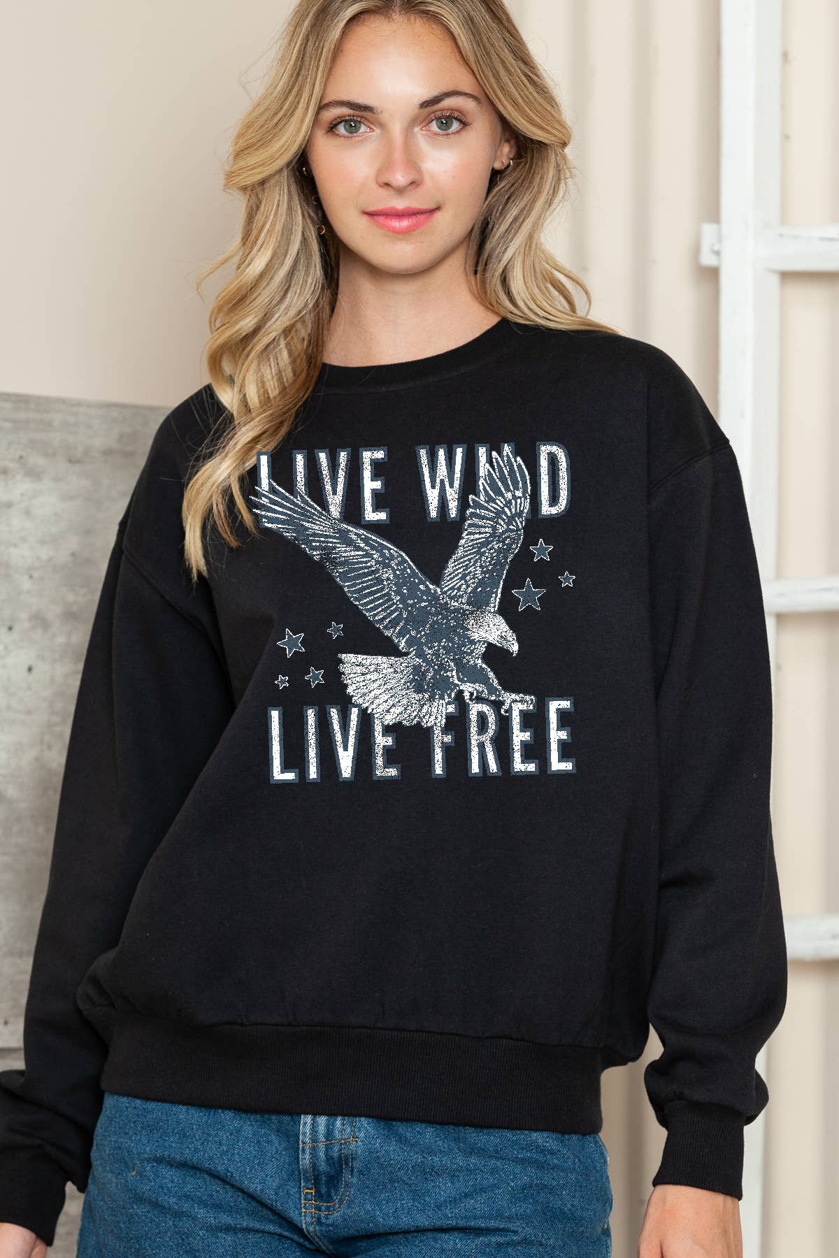 Women Liberty Graphic Print Pullover Sweater Top T-Shirts, Hoodie, Sweatshirt | PodTeesHub.com