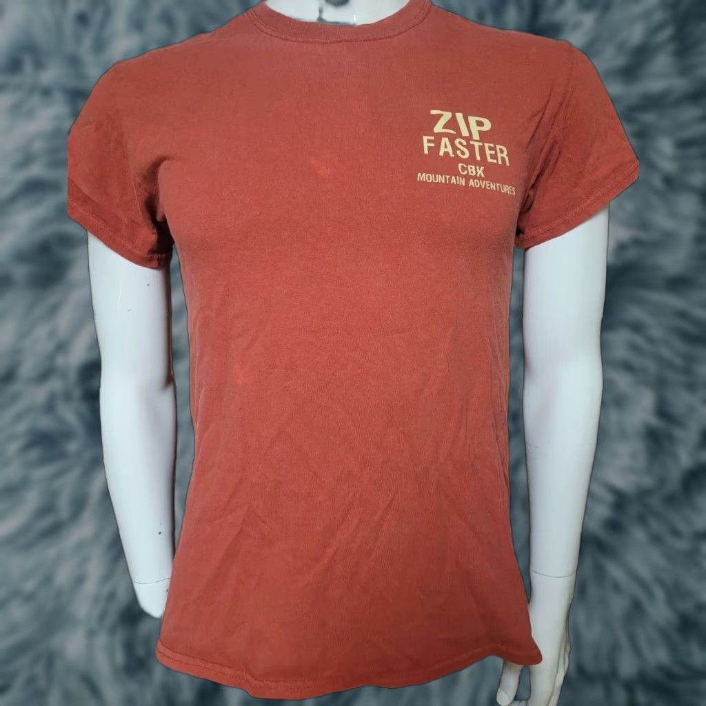 Gildan Vintage Zip Faster I Hear Banjo Music T Shirt Small Gildan Men Orange Short Sleeve Crew Neck Hoodie, Sweatshirt