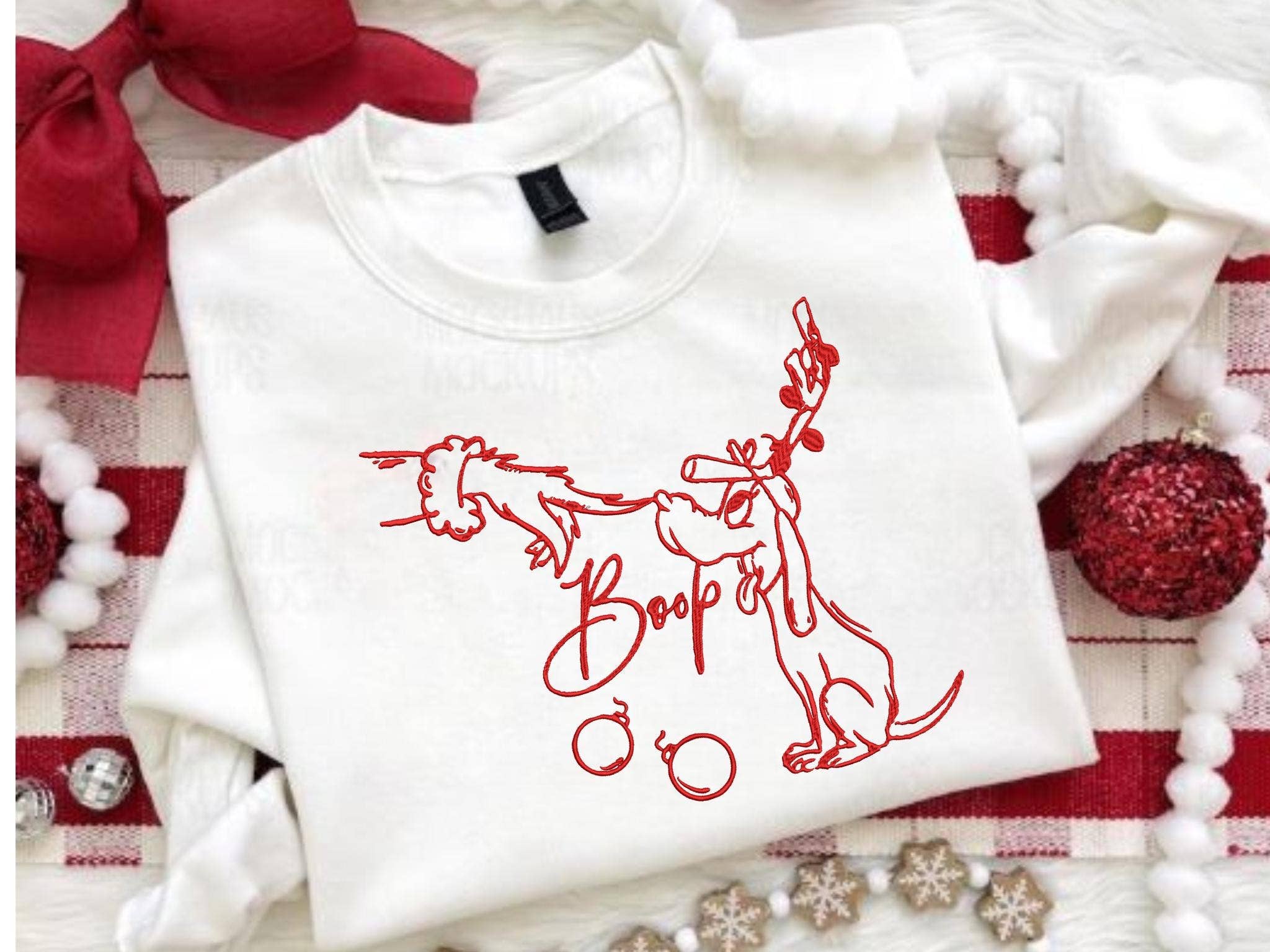 Christmas Dog Monster Embroidered Sweatshirt T-Shirts, Hoodie | PodTeesHub.com